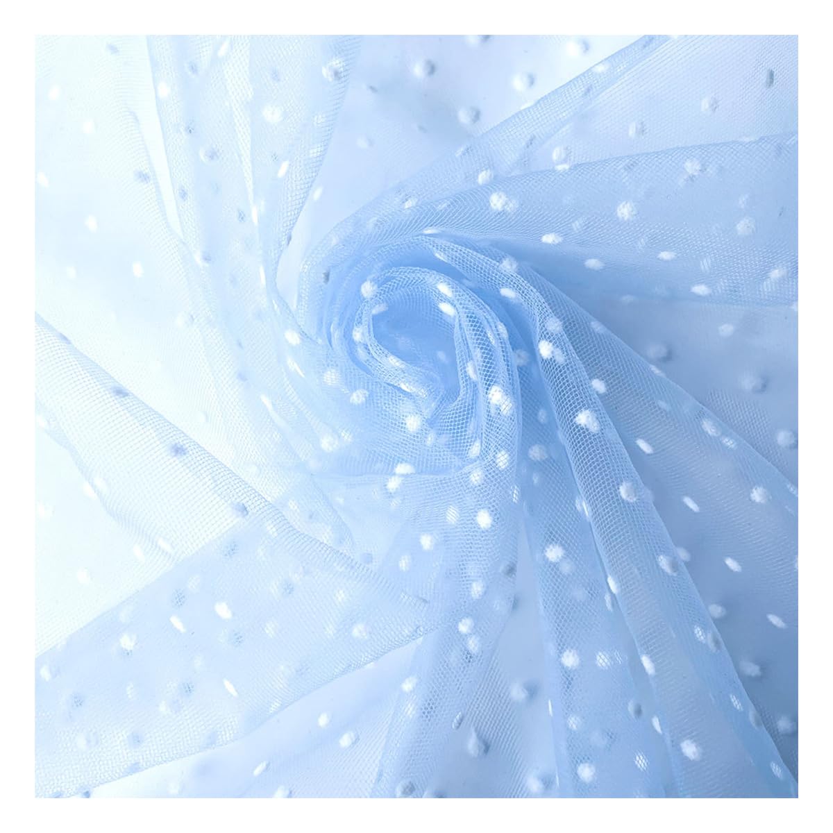 Tissu extensible doux pour coudre facilement une robe de soirée en tulle bleu à pois