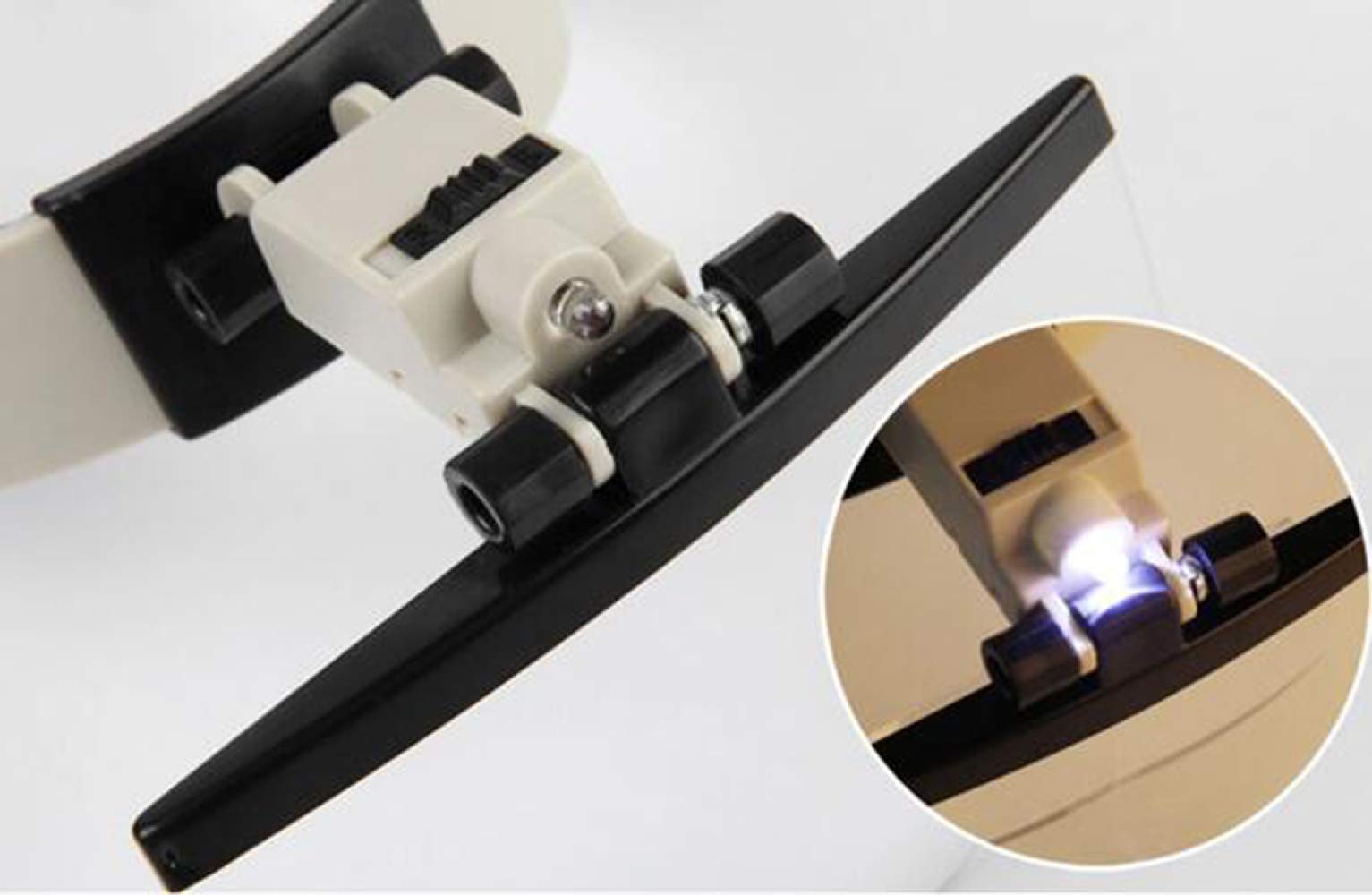 Visera con Lupa de Cabeza Manos Libres con iluminación LED y Lentes Desmontables. Gafas de Aumento con luz montadas en la Cabeza para Lectura, Lupa de joyería, reparación de reloje