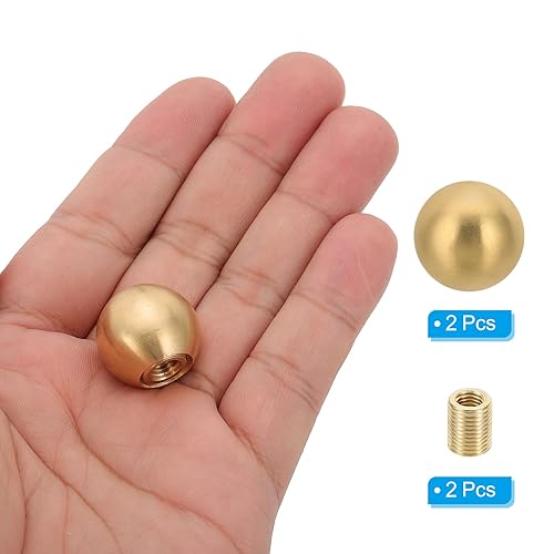 Miniatura 53 de PATIKIL Perilla de tapas de lámpara de bola de latón de 0.689 in/0,69 pulgadas, juego de 4 unidades, pantalla de lámpara, decoración superior