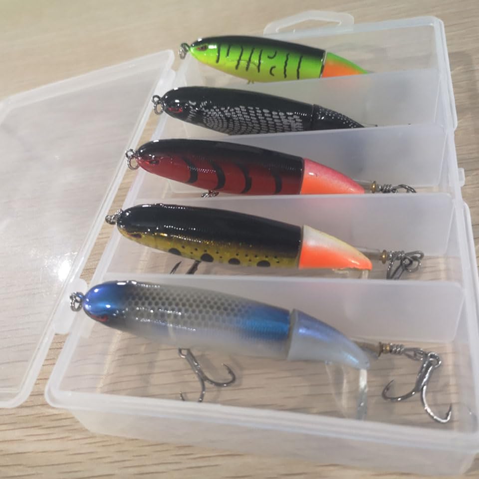 5 pièces Ensemble de leurres de pêche/appât Whopper avec boîte/Queue rotative 13g 19g Crayon Popper pêche à l'appât Dur