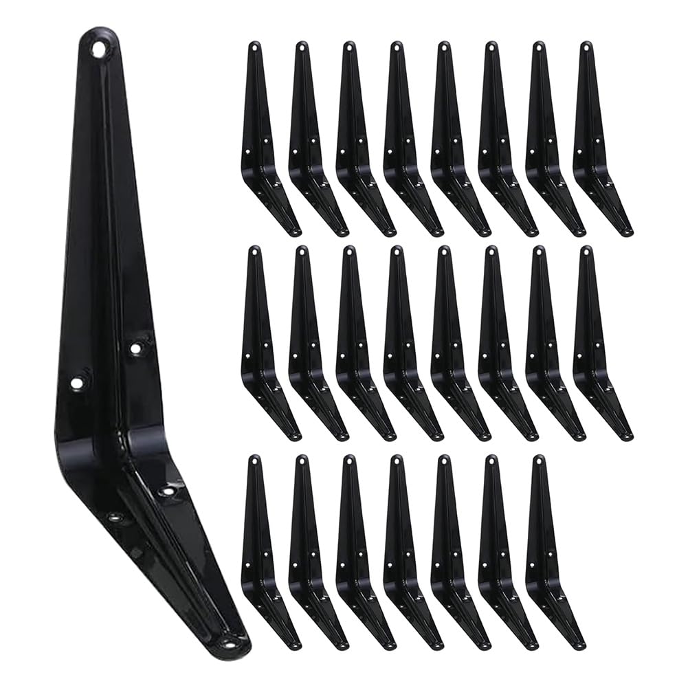 Vjsujehgy Floating Shelf Bracket Set of 24pcs 6 Inch for Wood Black Metal L Brackets for Shelves Support