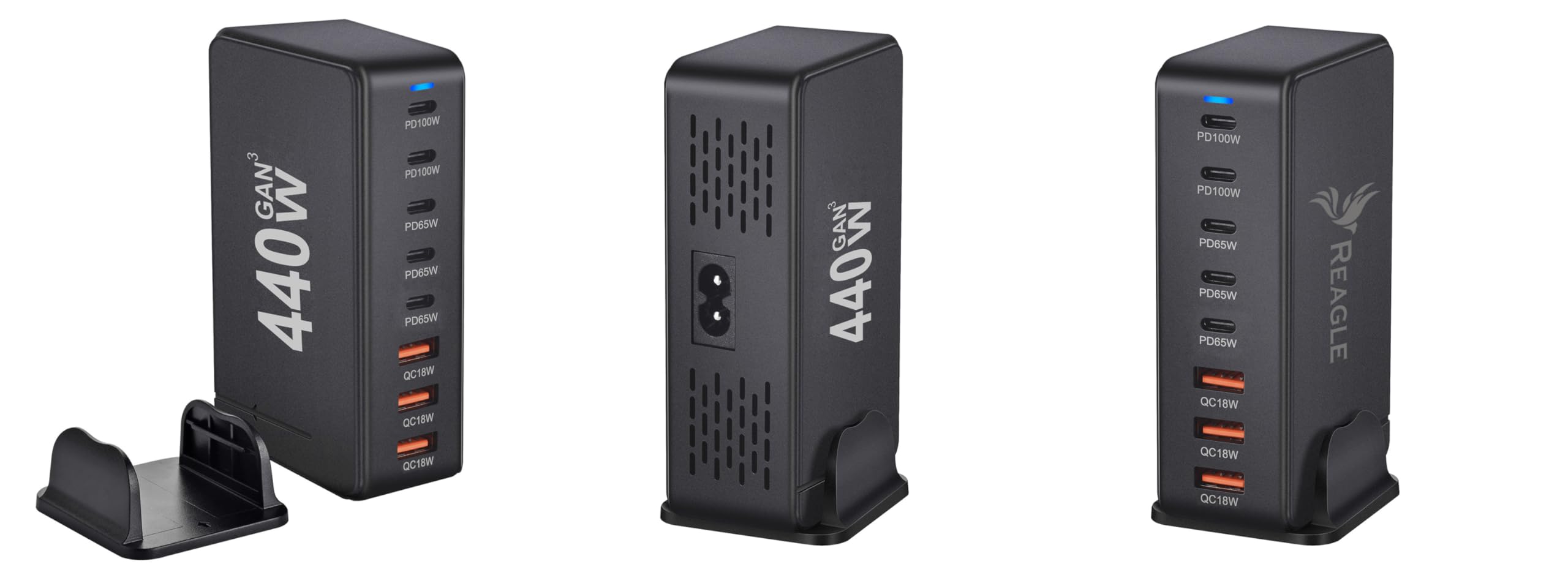 Cargador rápido 8 en 1 GaN III 440 W PD 5X USB C 3X QC 3.0 para iPhone