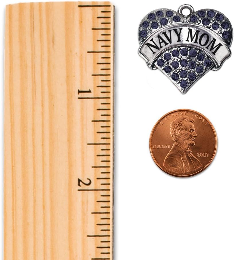 Inspired Silver - Navy Mom - Silver Christmas Ornament - Blue Pave Heart Charm Christmas Tree Ornament with Cubic Zirconia - Holiday Hanging Decoration - Image 2