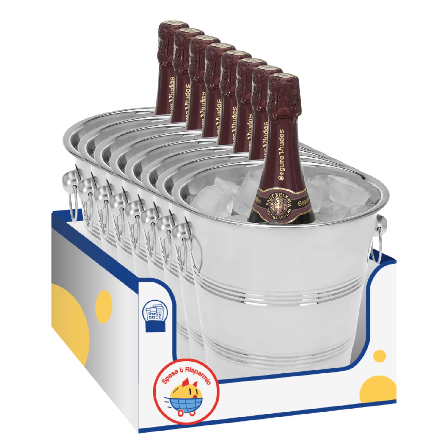 Secchiello Portaghiaccio In Acciaio Inox Alvinlite, Doppia Parete, 2 Litri, Con Coperchio, Isolato, Per Champagne E Bottiglie, Bar E Feste