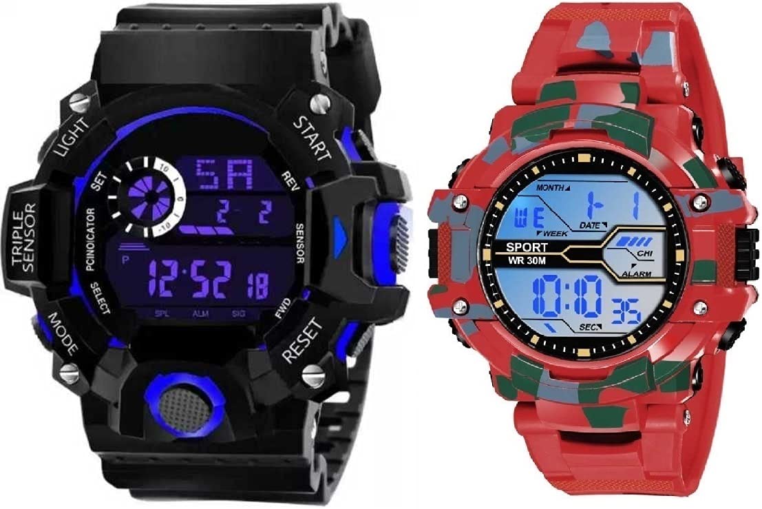 SELLORIA Black Color Strap Waterproof Digital Sports Watch for Mens Kids Watch for Boys Watch for Men Pack of 2 Watch with LED Black WaterResistance Digital Watch for Boys (B09DYXVH7R) Amazon Price History, Amazon Price Tracker