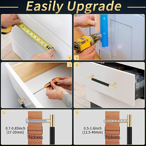 Miniatura 6 de Paquete de 25 tiradores moleteados para gabinete, manijas de gabinete de 6 pulgadas de largo, manijas de puerta de gabinete, tiradores de cajón de