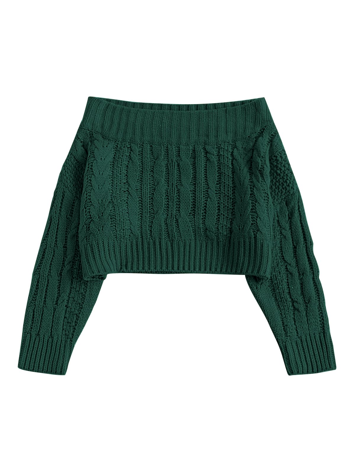 ZAFUL Women V Neck Button Knit Crop Sweaters Batwing Sleeve V Back Ribbed Hem Pullover Sweater