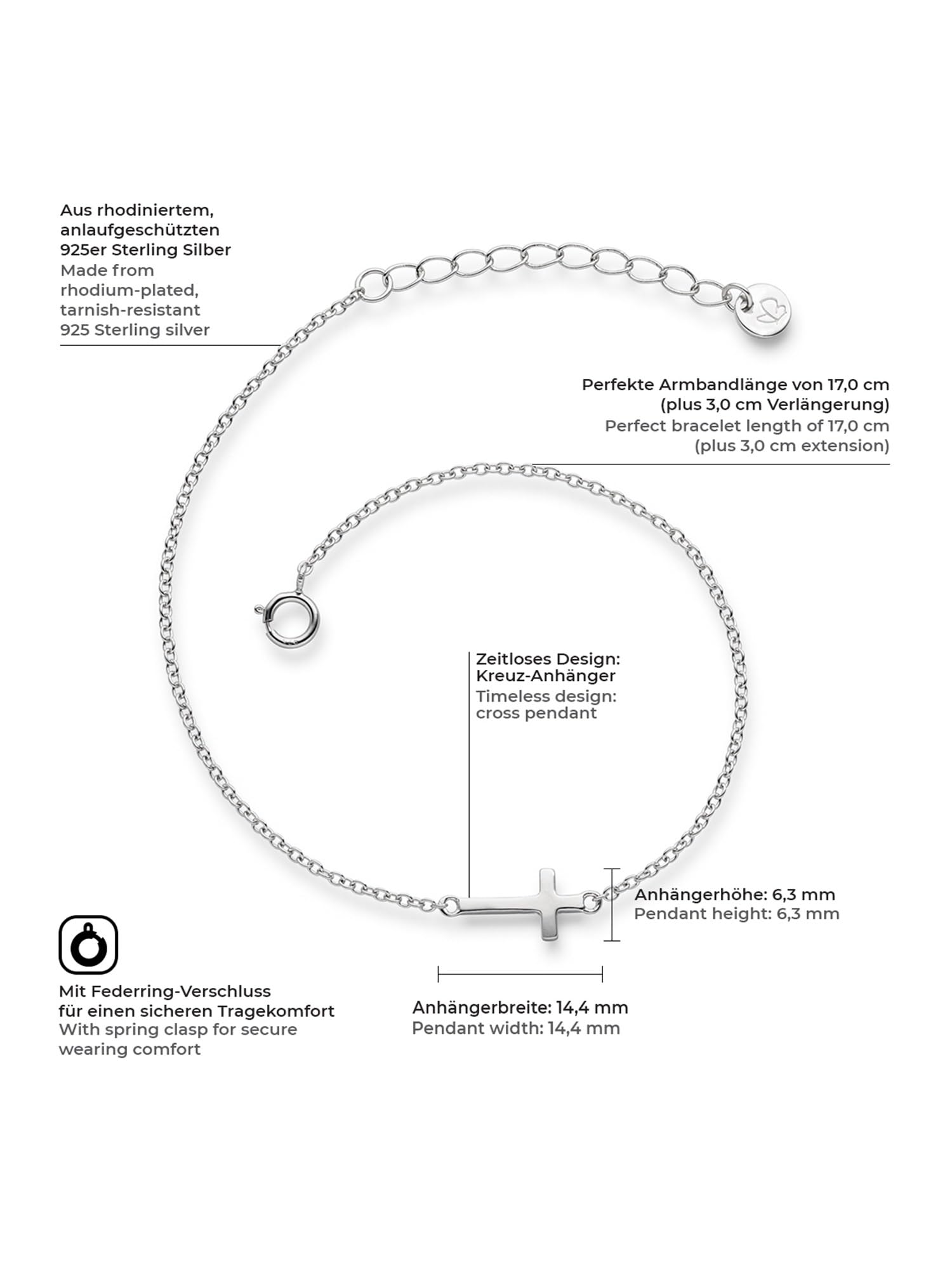 Glanzstücke München Bracciale ad ancorada Donna in Argento Sterling 925