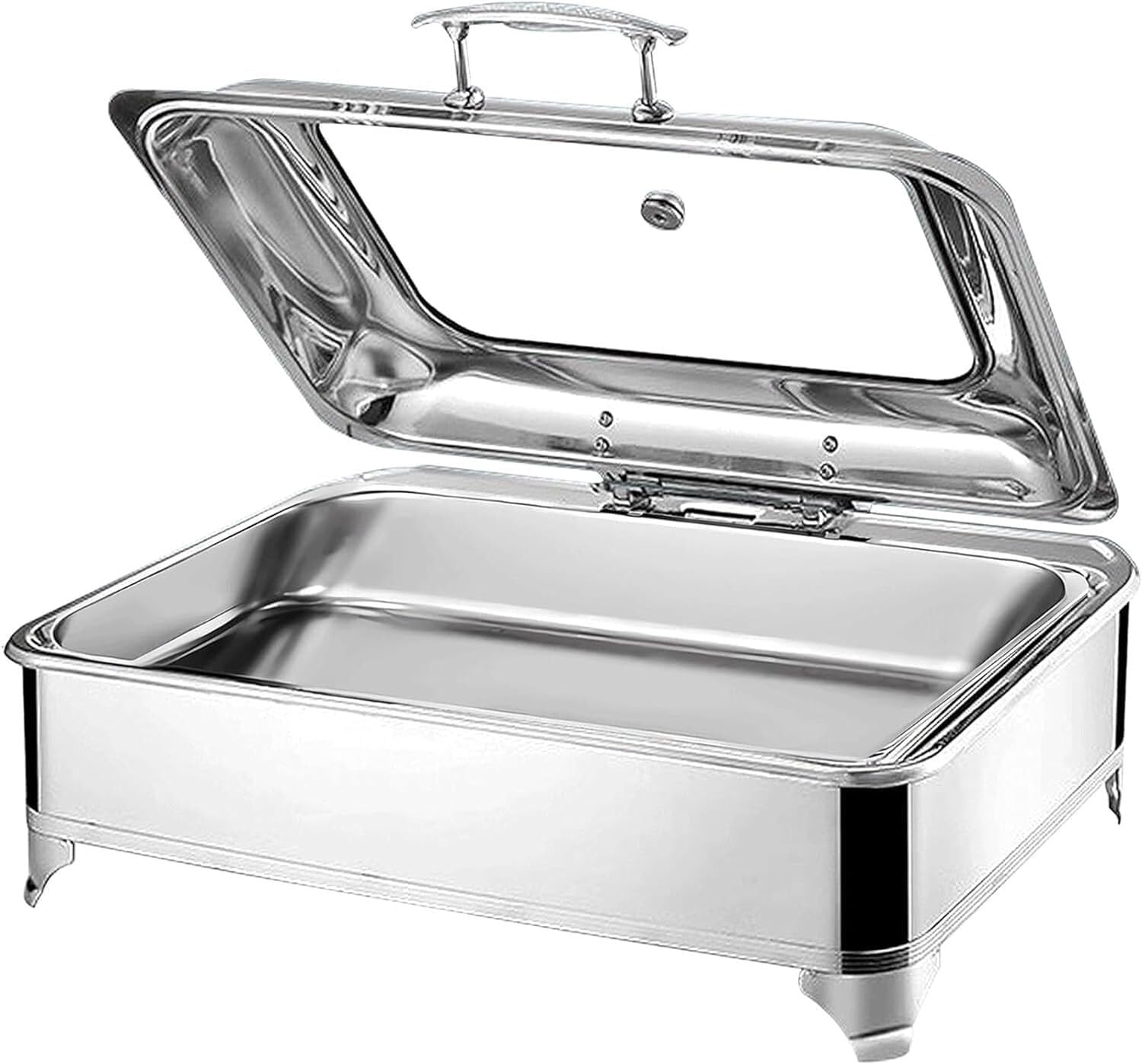 JKJZSALJ Electric Chafing Dish, 9L Stainless Steel Buffet Warmer With Glass Lid, Professional Food Warmer For Party, Hotel, Kitchen,A
