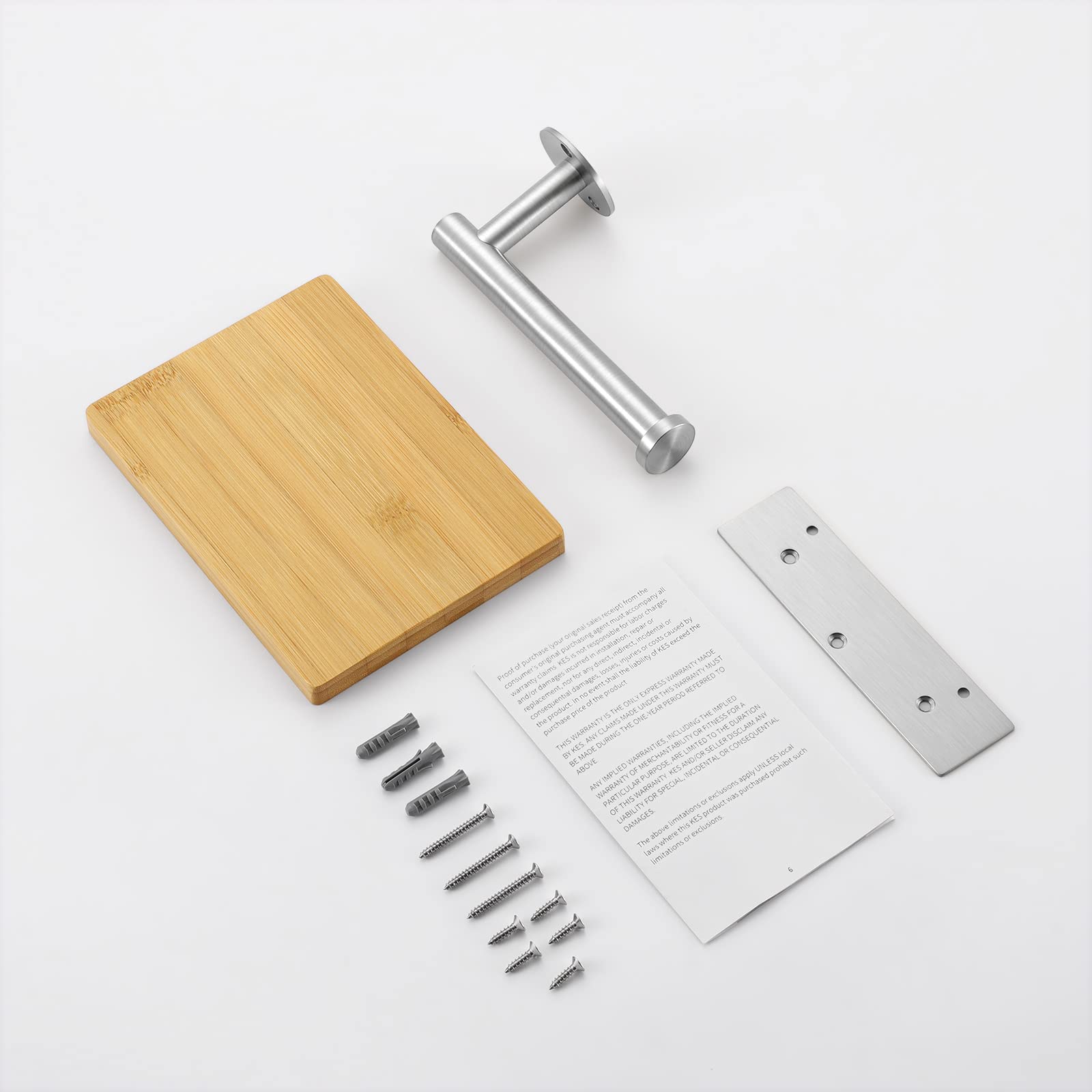 KES Toilet Paper Holder with Shelf, Bathroom Toilet Paper Holder Bamboo — Amazon image 9