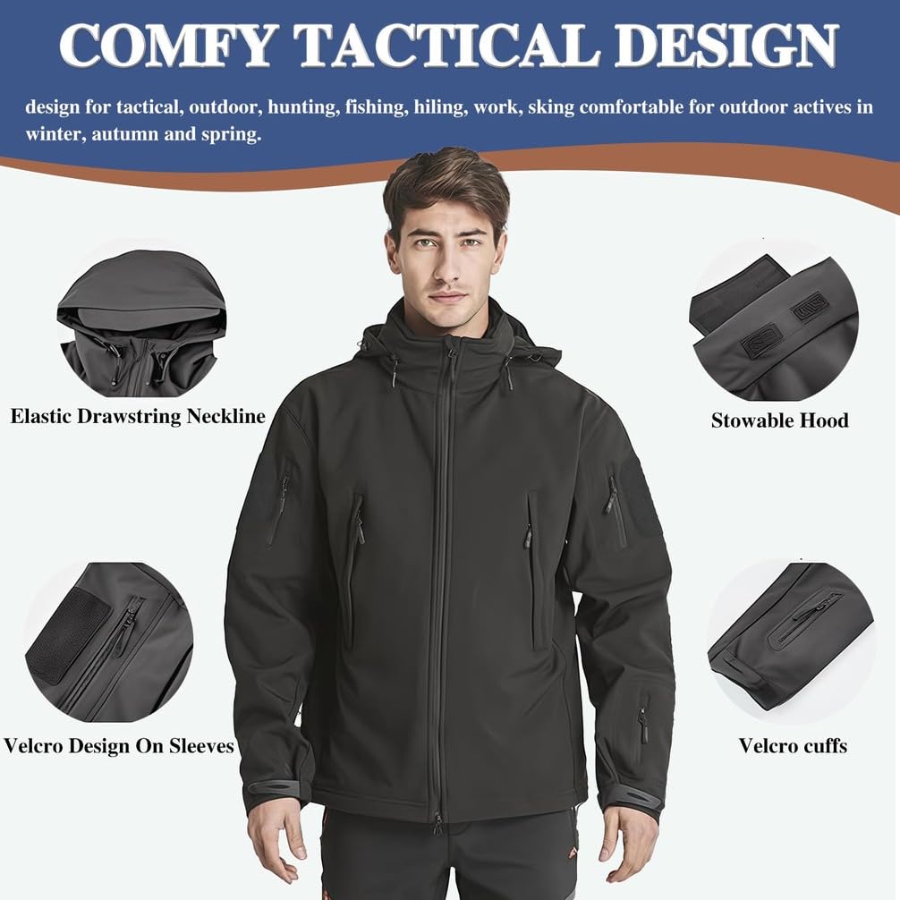 Uniformes TáCticos para Hombres, Conjuntos De Trajes De Combate Militares Impermeables del EjéRcito, Camuflaje Softshell Chaqueta Pantalones Ropa De Caza
