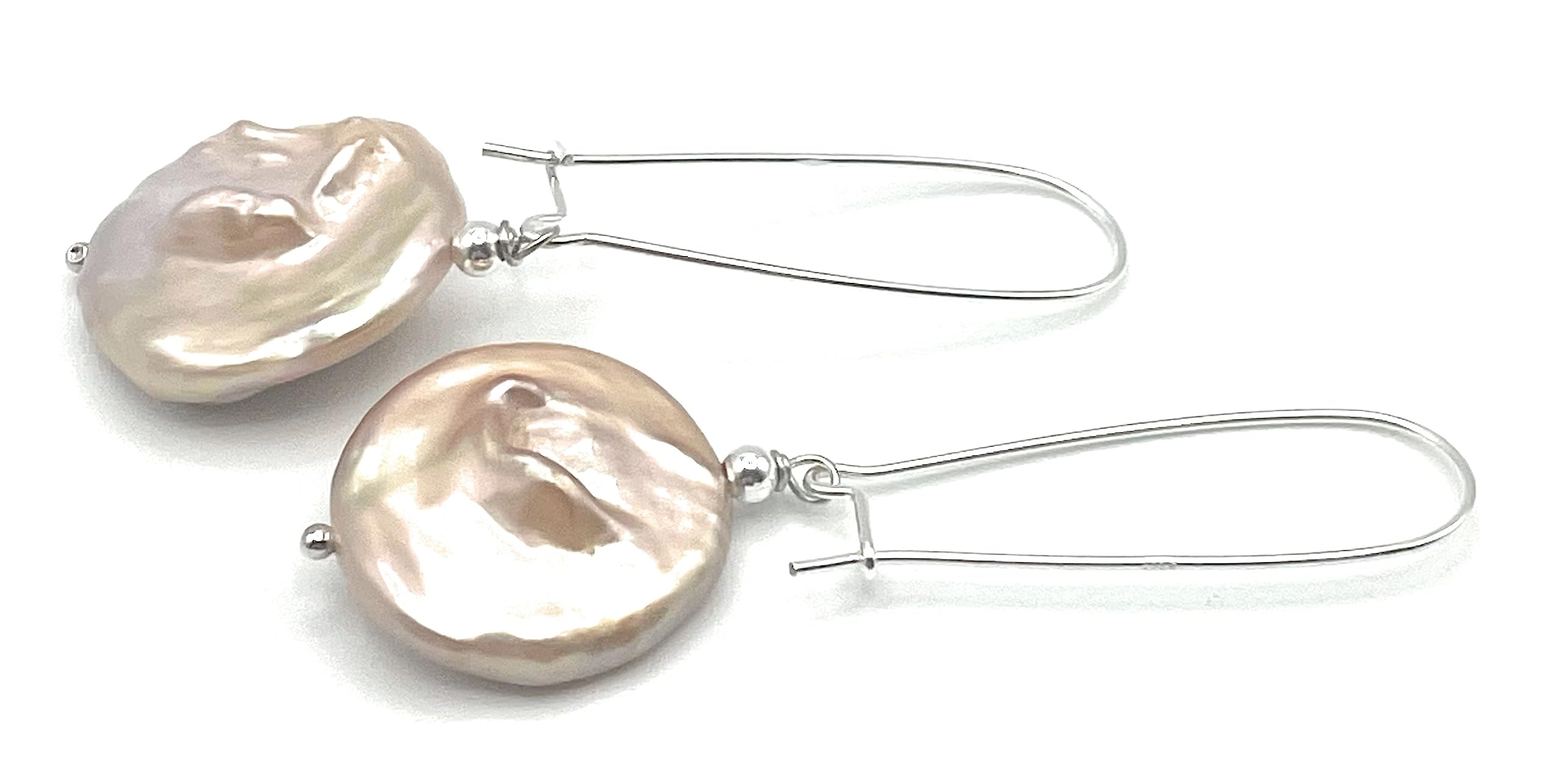 Orecchini con Grandi Perle Barocche Rosa, Pendenti in Argento 925, Gioielli Matrimonio, Pietre Dure Naturali, Bijoux Artigianali, Regalo
