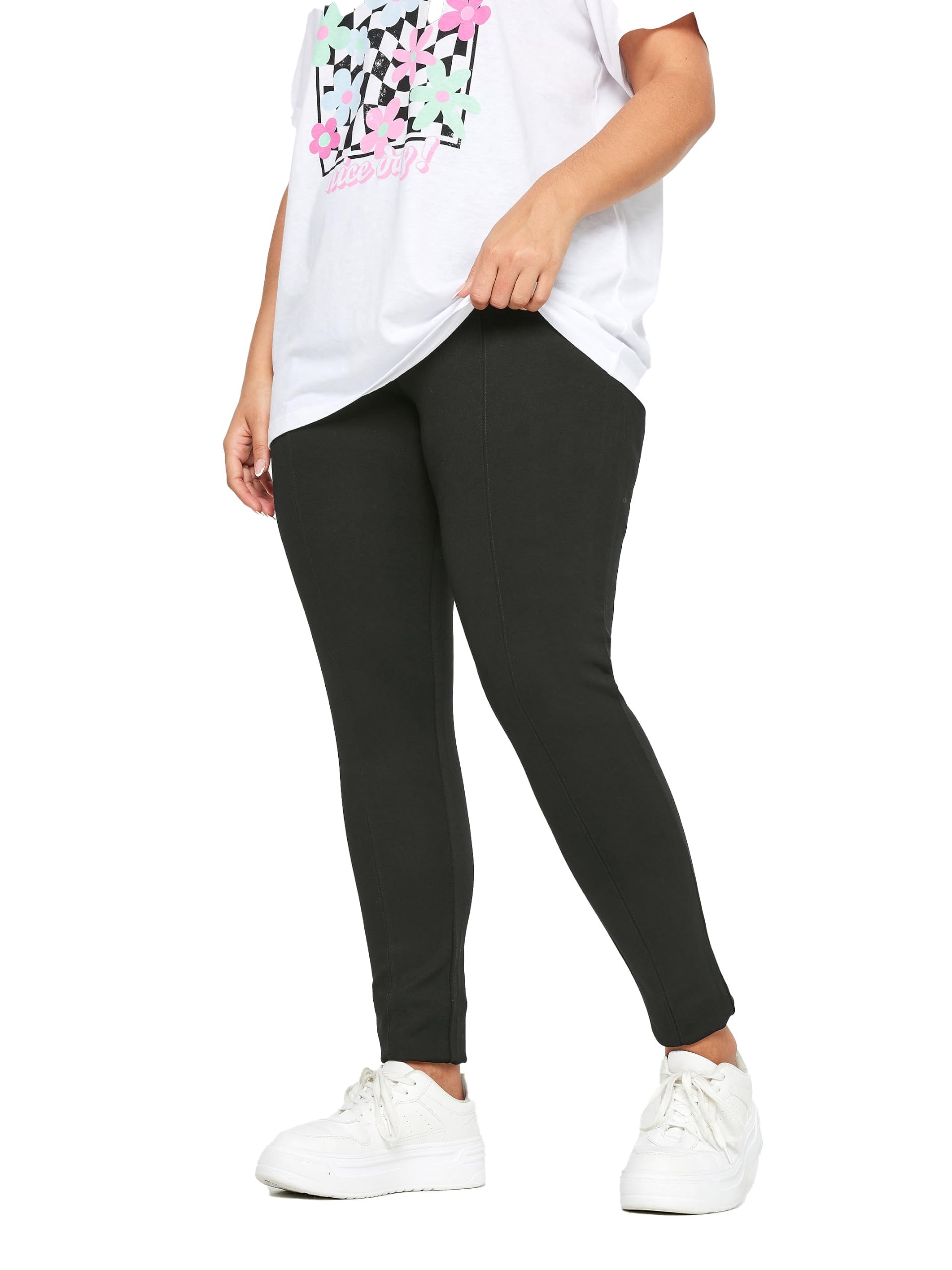 Yours Women's Black Ponte Premium Stretch Trousers In Size 18