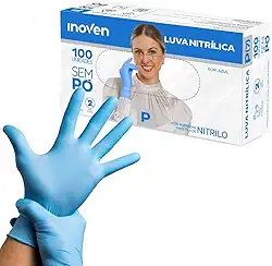 Luva Nitrílica Sem Pó Caixa c/100 Unidades Azul - Inoven