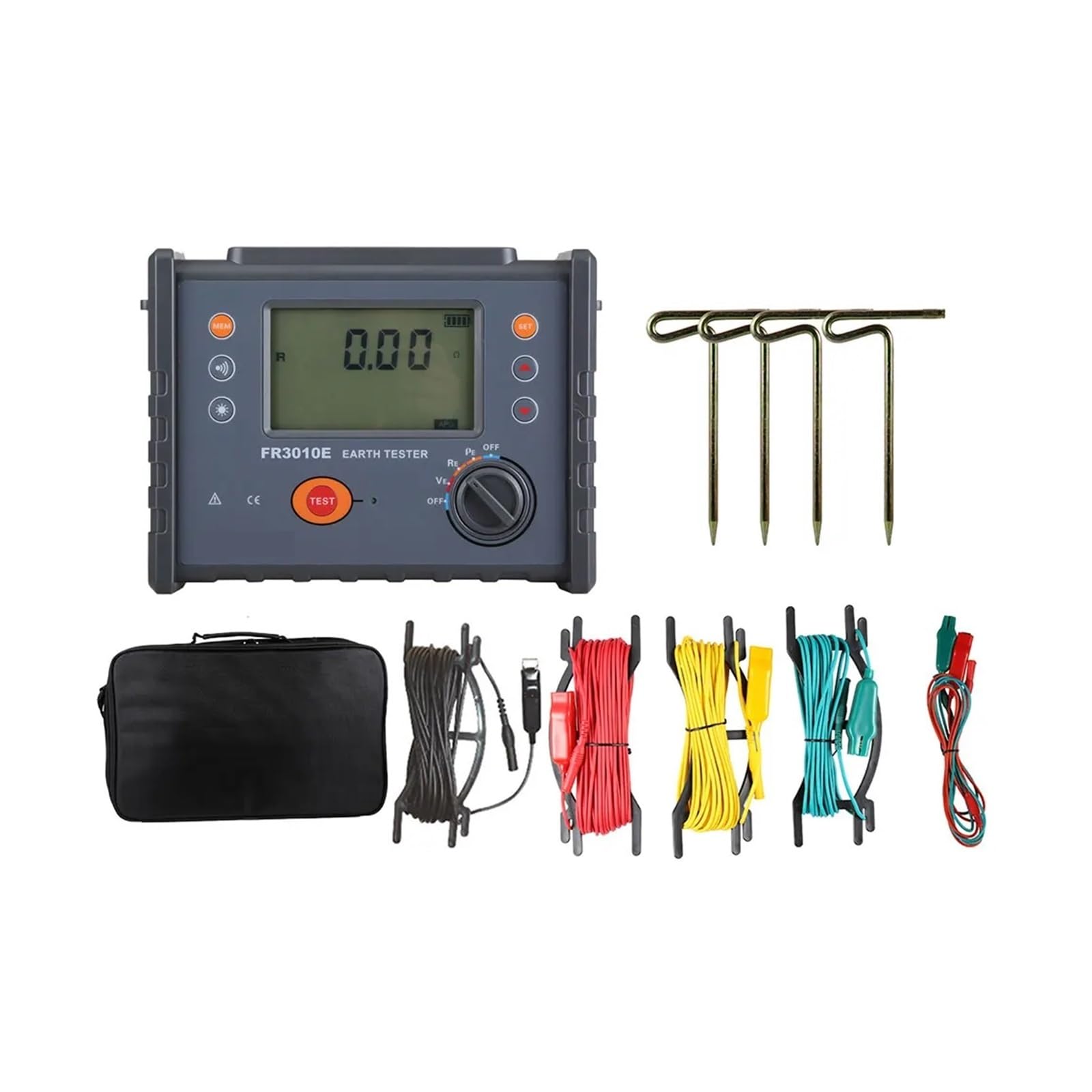 Urządzenie do pomiaru rezystancji, FR3010E 30KΩ AC 600V Cyfrowy miernik rezystywności gruntu Terminal Tester rezystancji uziemienia Trójprzewodowy detektor napięcia uziemienia