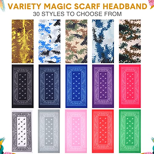 Tarpop 30 Pcs Neck Gaiters Scarf Elastic Wrap Headband Sweat Absorbing Bandana for Women Men Sports Yoga Running(Vibrant Style) - Thumbnail 4