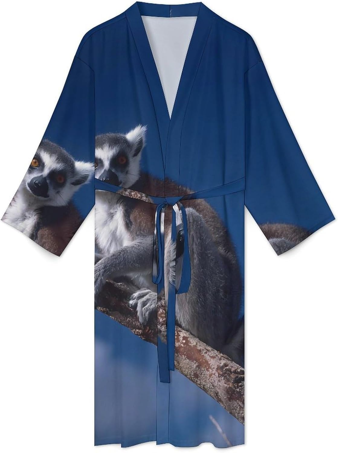 Ringtailed Lemur Cute Mens Robe Long Bathrobe for Women Bath Robes Lightweight Soft Printed Sleepwear