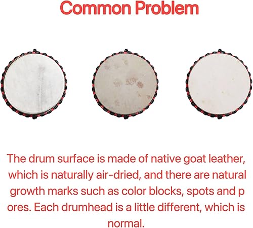 Miniatura 6 de RUOSWTE Djembe - Tambor de copa hecho de cabeza de tambor de piel de cabra, tela pintada a mano, tambor de mano estilo africano occidental, regalo