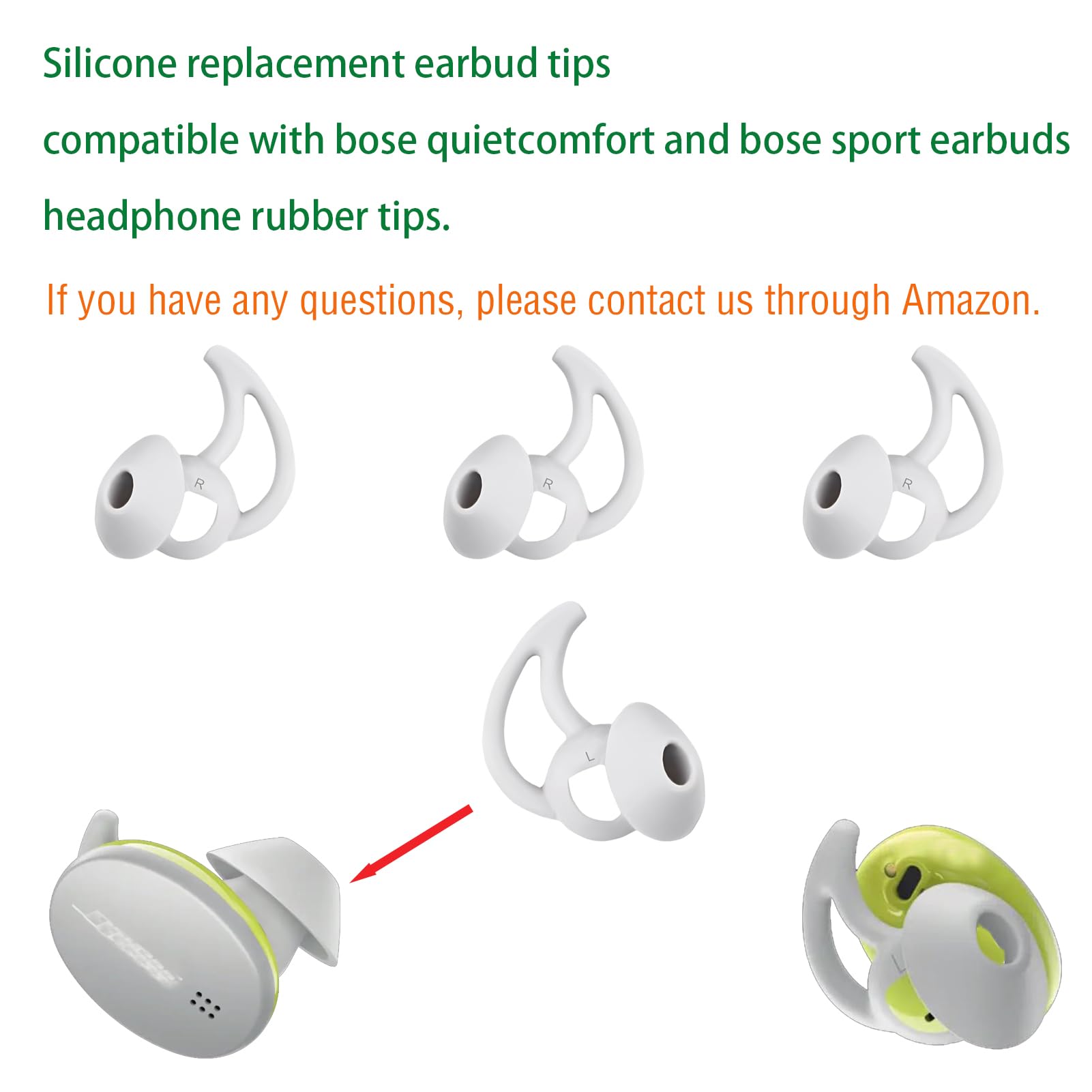 Almohadillas de silicona de repuesto para auriculares compatibles con Bose Quietcomfort y Sport, 3 pares