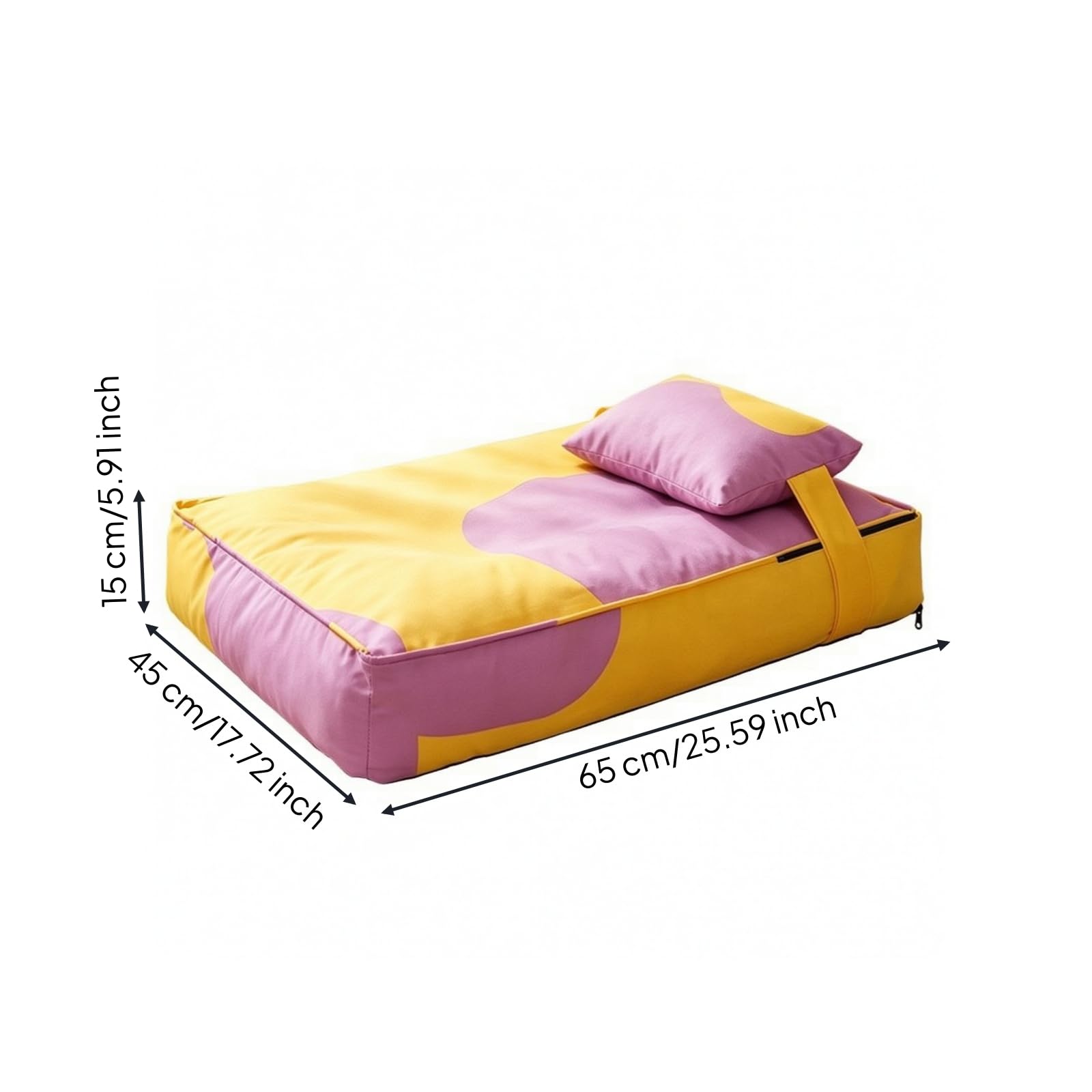 Cama para Perros senfundable , Grande, 65 × 45 × 15 Cm , Morado Y Amarillo
