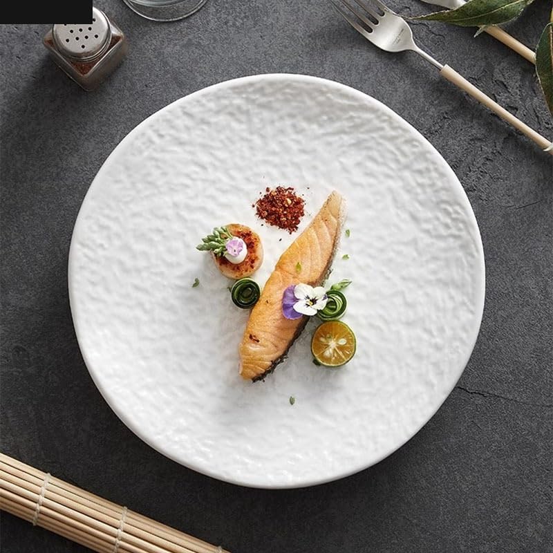 Talerz obiadowy Talerze kuchenne Naczynia Wzór Ceramiczny talerz izolacyjny Czysta biel Talerz deserowy Talerz na przekąski Talerze do sushi Specjalna zastawa s(10-calowy, jeden rozmiar)
