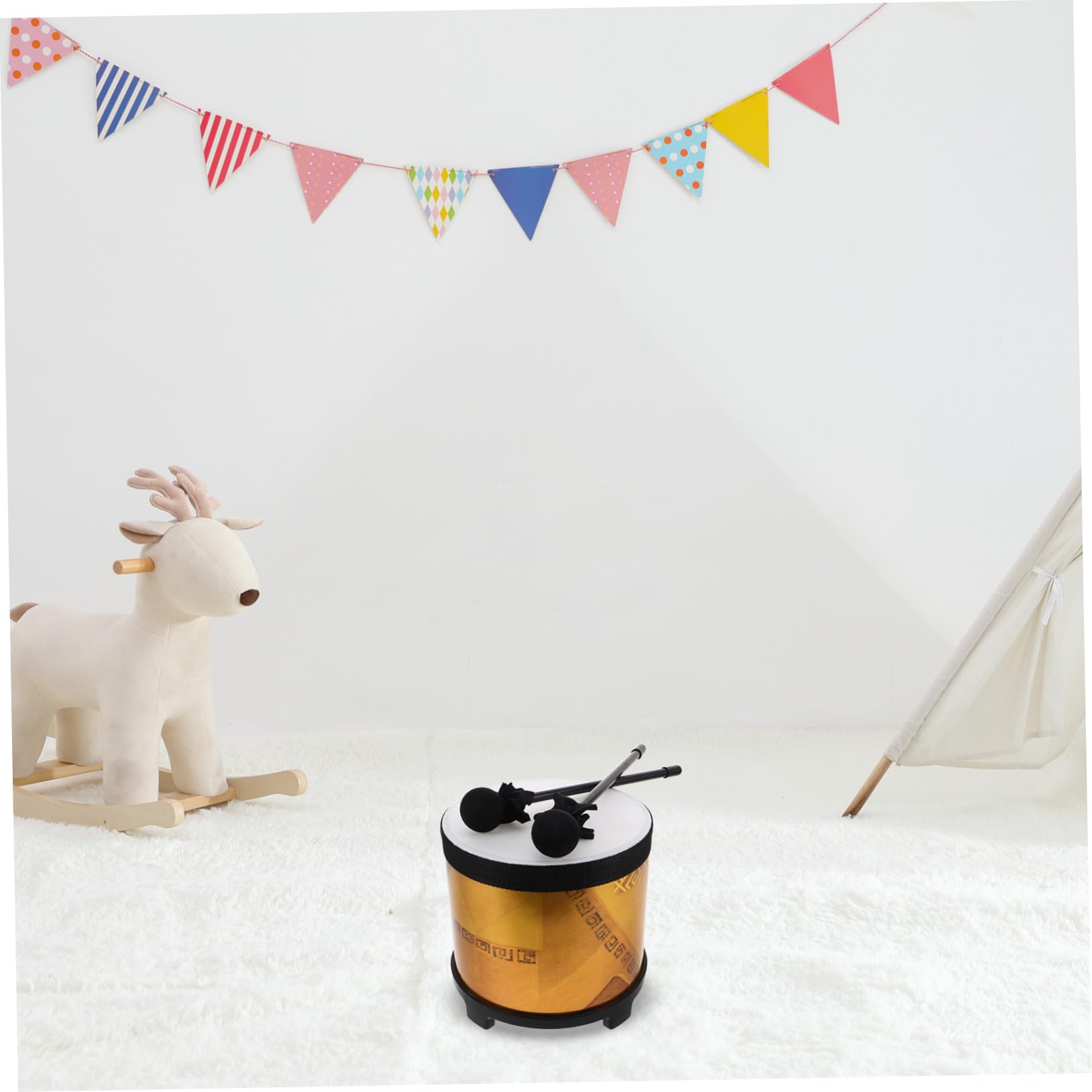 YARNOW Batteria Floor Tom per Bacchette Strumento Musicale Orff Educativo per Prima Infanzia Gioco Percussione Portatile per Lezioni di Musica e Scuola
