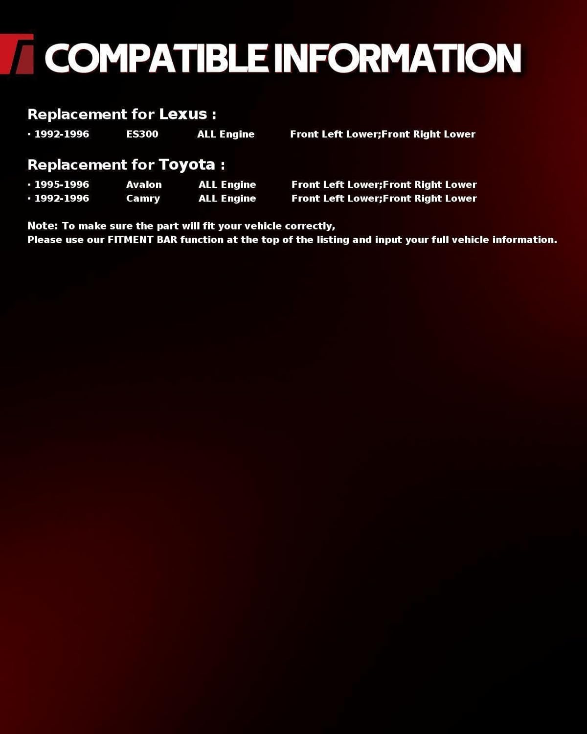 Torchbeam 2Pcs Front Lower Control Arms, Suspension Kit with Ball Joint for ES300 1992-2001, RX300 1999-2003, Avalon 1995-1997, Camry 1992-2001, Replace for K640192 K640191