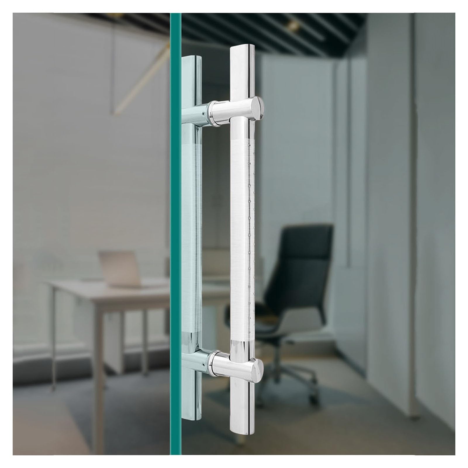 ZFUCMAYL 31.5in Shower Glass Door Handle,Bathroom Shower Door Handle,304 Stainless Steel Sliding Glass Door Handle,Replacement Door Handle for Various Occasions(L80xhole Distance 50cm)