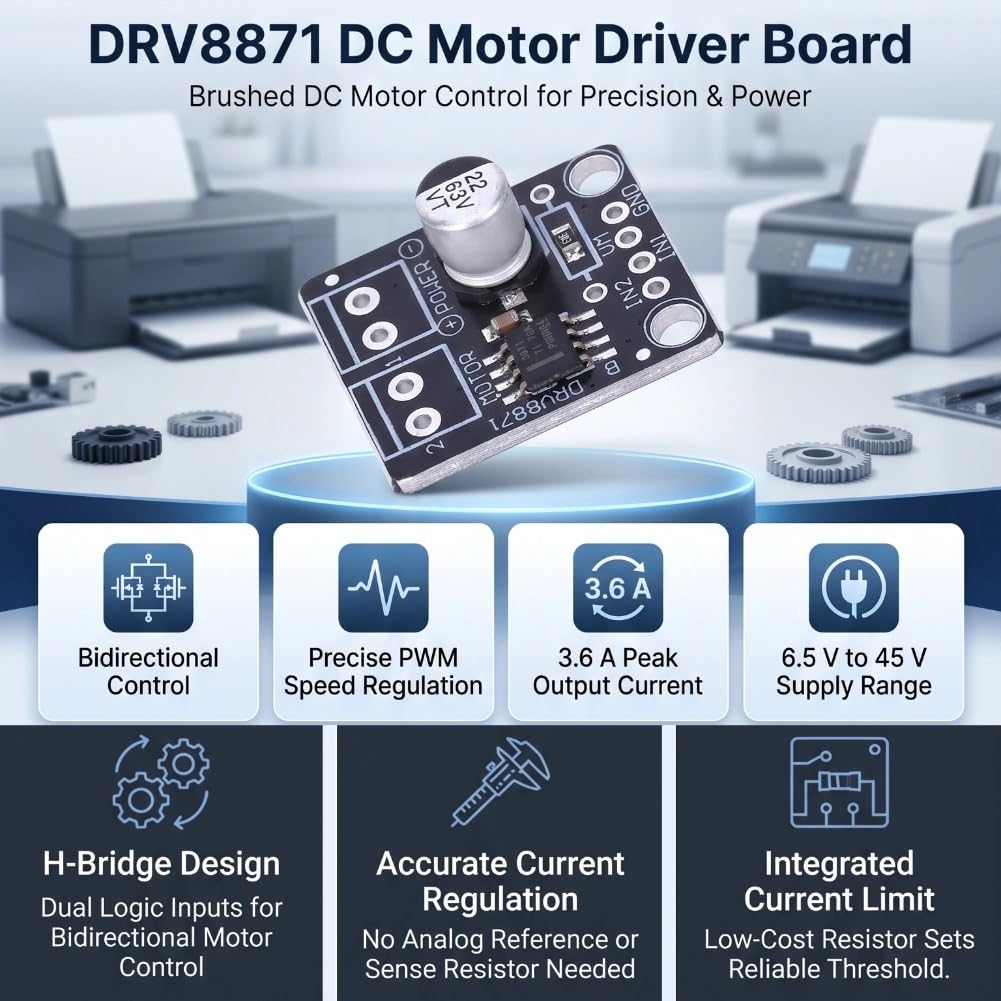 Moduł Napędowy, Płyta Napędowa Silnika Prądu Stałego, moduł Napędowy DRV8871 BOB, Port Sterowania 3.6A Pwm do Drukarki Elektryczne Przemysłowe, Komputery Jednopłytkowe