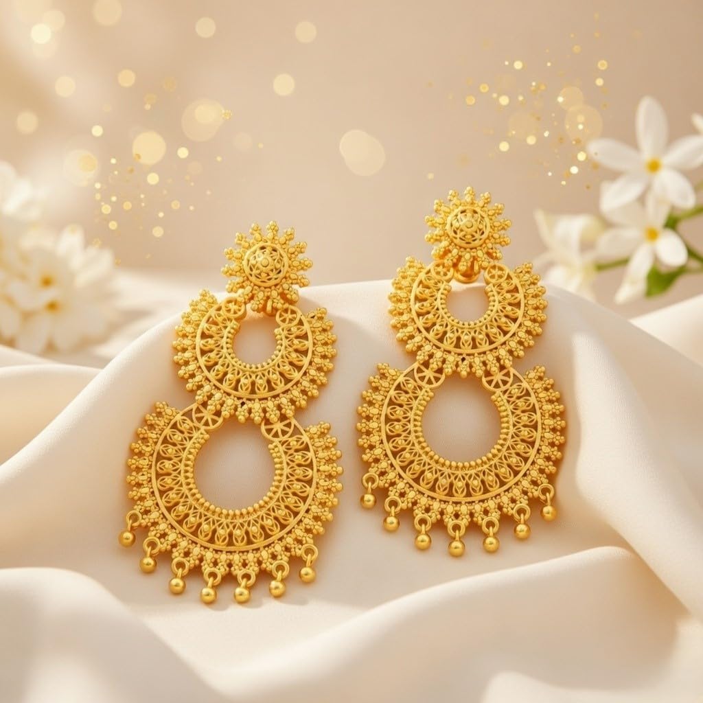 Efulgenz Indian Earrings for Women Indian Earrings Chandbali Ethiopian Style Jewelry Metal Balls Drop Dangle Antique Boho Earrings Jewelry for Women