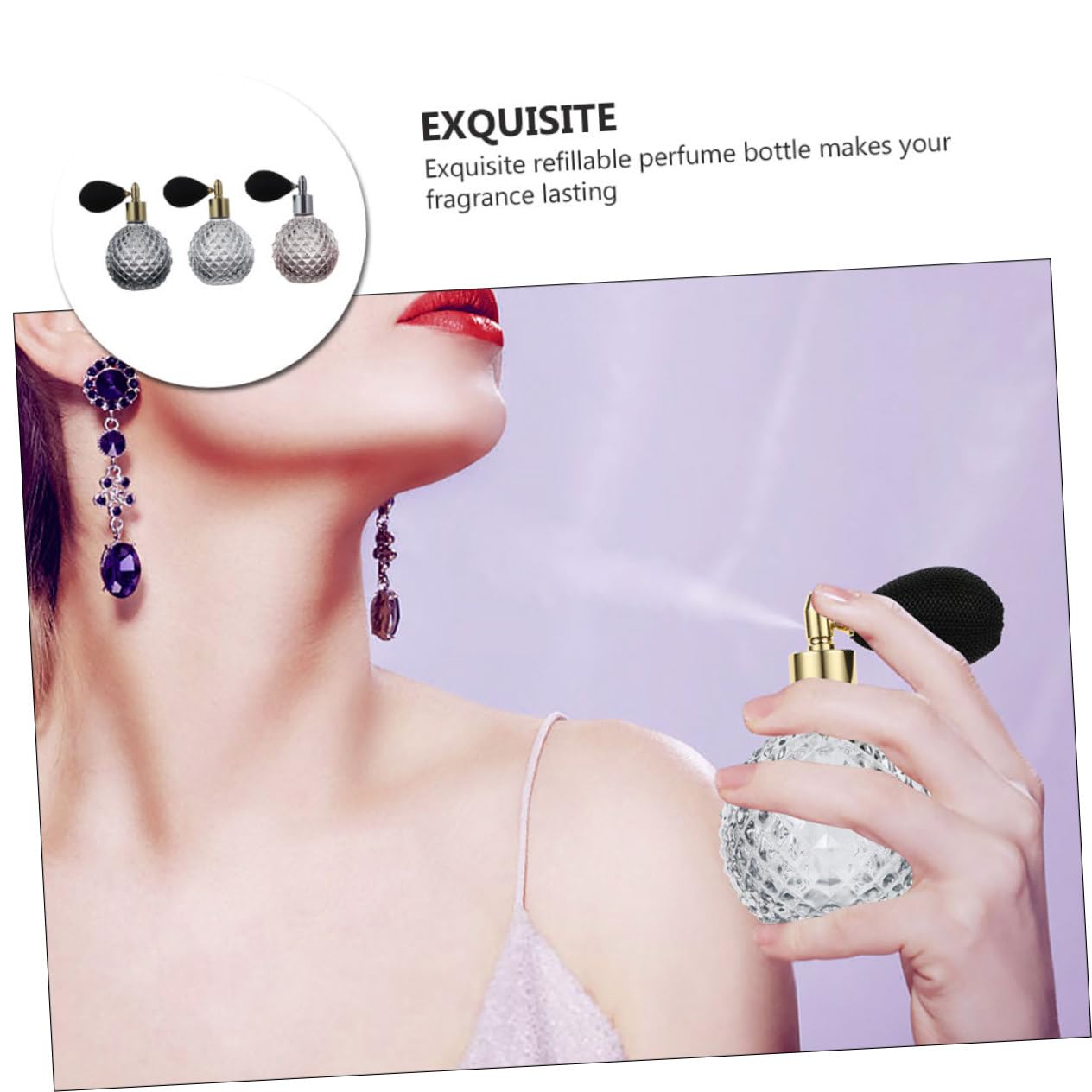 GANAZONO Botella de Perfume Recargable 100ml de Vidrio, 3 Piezas