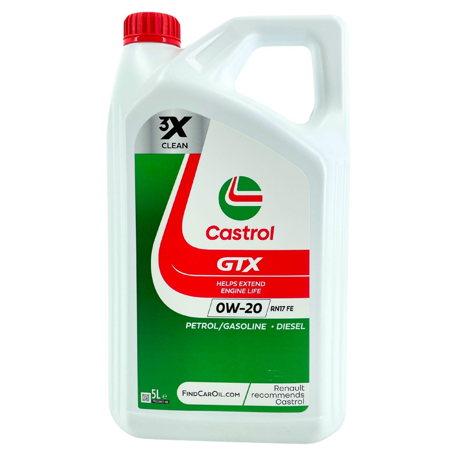 CASTROL Huile moteur GTX 0W-​20 Huile synthétique ACEA C5 API SP RN17 FE 5 L Compatible avec RENAULT Kangoo II Express FW, FW0/​1 Kangoo II/​Grand Kangoo KW, KW0/​1 Trafic III Van FG Kadjar HA, HL
