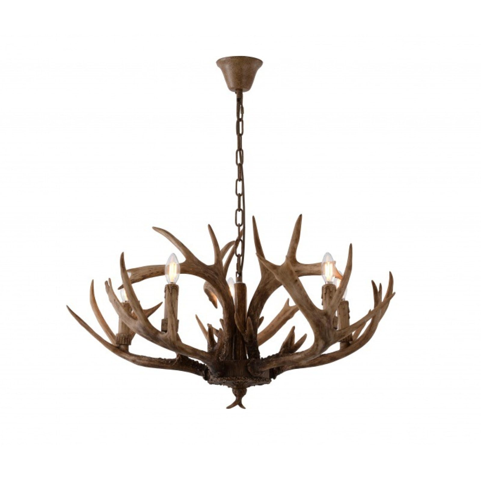 HYJAUSXB Deer Chandelier,6-8 Heads Stag Lamp Rustic Interior Decoration Resin Material,LED Bulbs,Rustic Decoration,Home Lighting Including light bulbs(85 * 40cm, Brown)