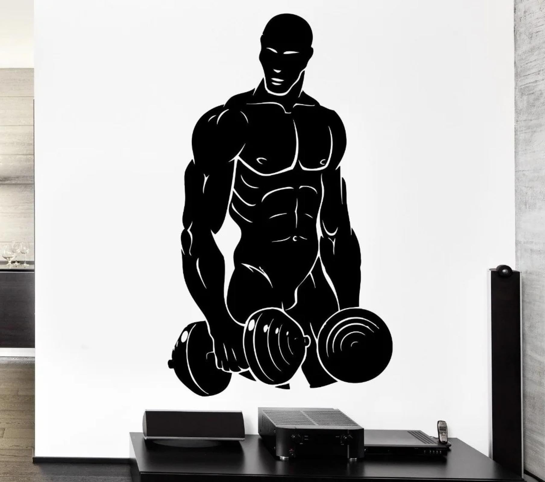 Bodybuilding Powerlifting Dumbbell Wall Sticker Sports Wall Sticker Fitness Art Mural Bedroom Decoration Gym