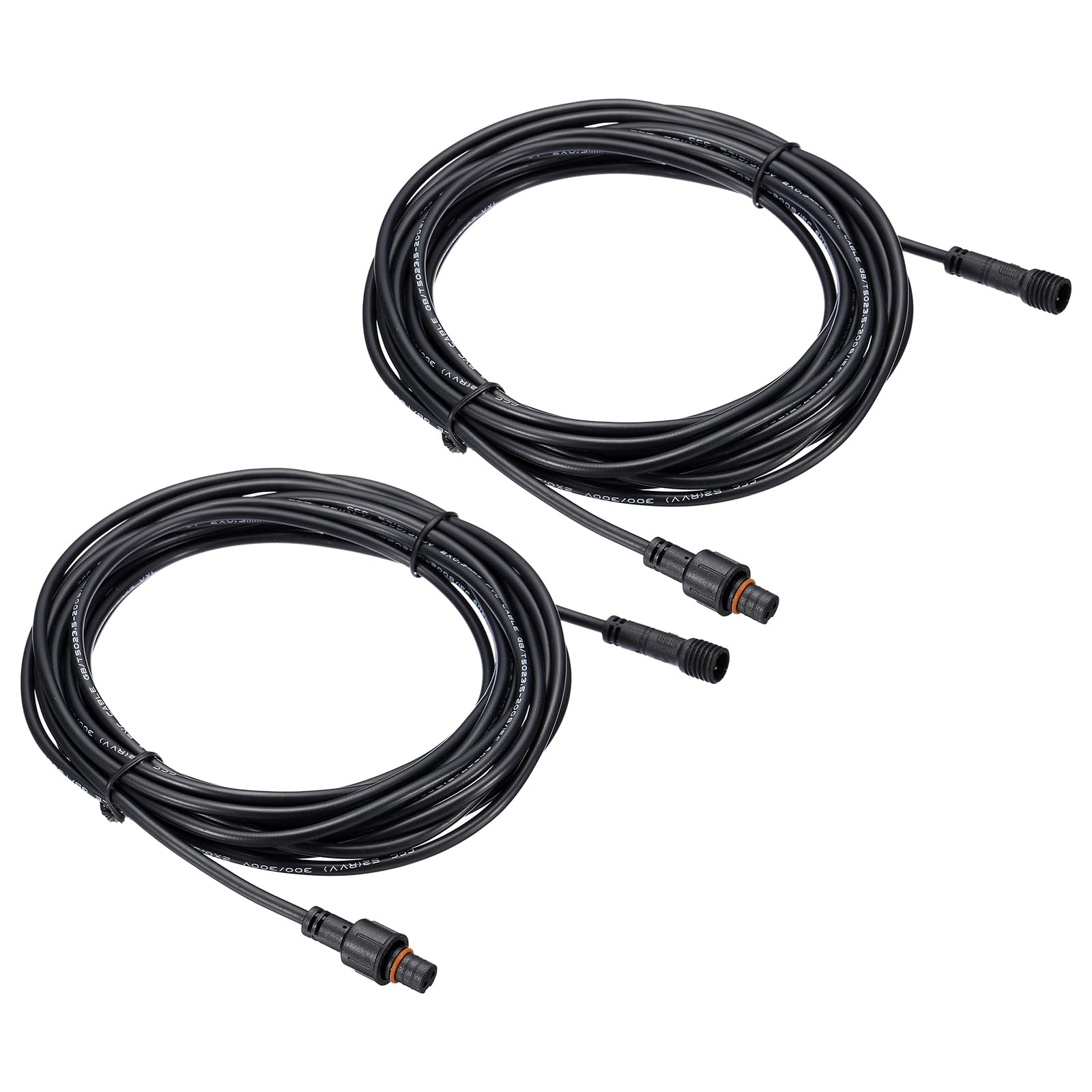 PATIKIL 16.4Ft 2 Pin Extension Cable Wire, 2 Pcs 22AWG Waterproof IP67 Connector with Male and Female at Both Ends for LED Strips, Black