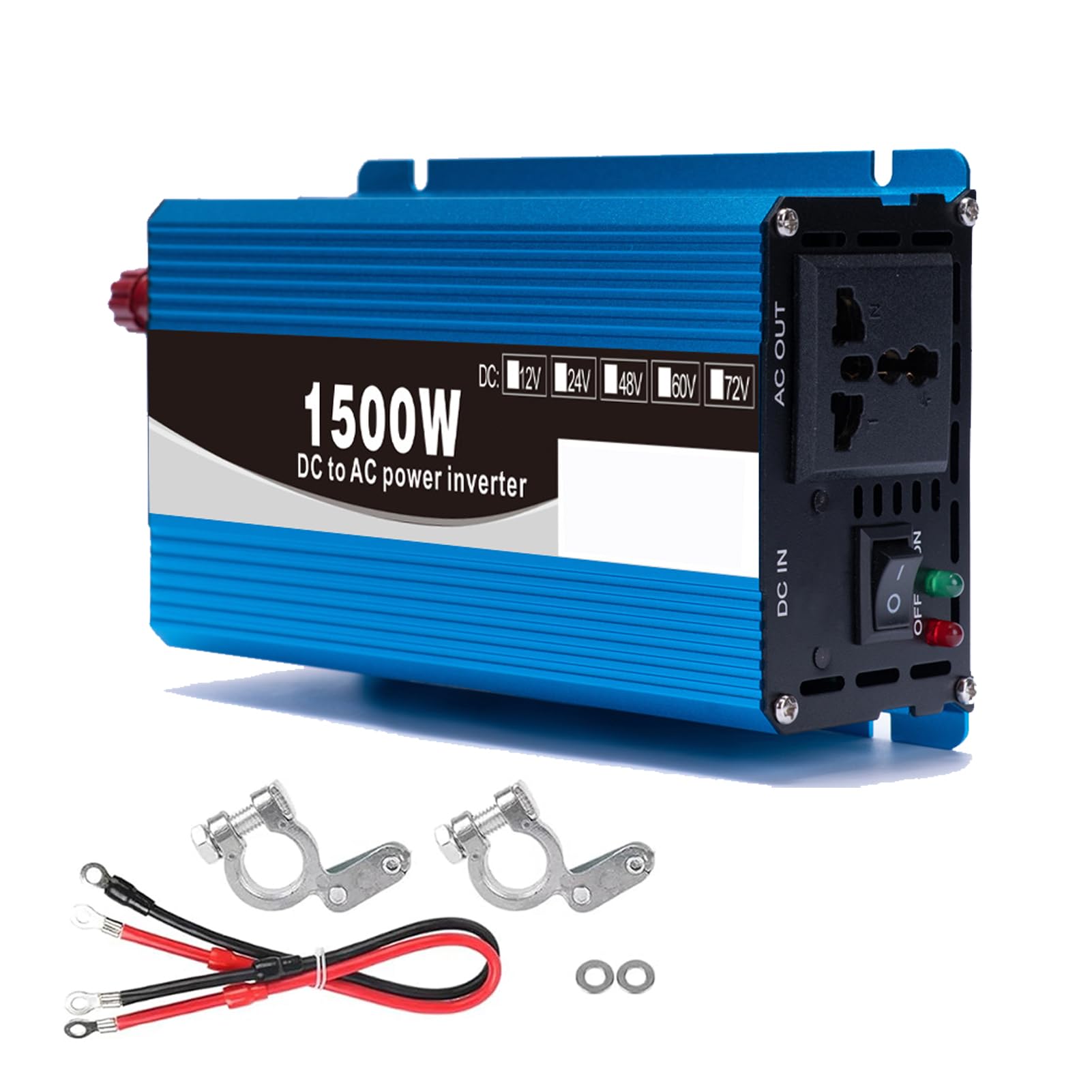 Inversor de Onda Sinusoidal Pura 750W CC, 72V/60V/48V/24V/12V, Convertidor Energía Solar Baja Frecuencia de 1500W, Entrada de CC, Salida de CA de 120V/220V para Camiones y Hogares(Size:60V to 220V)
