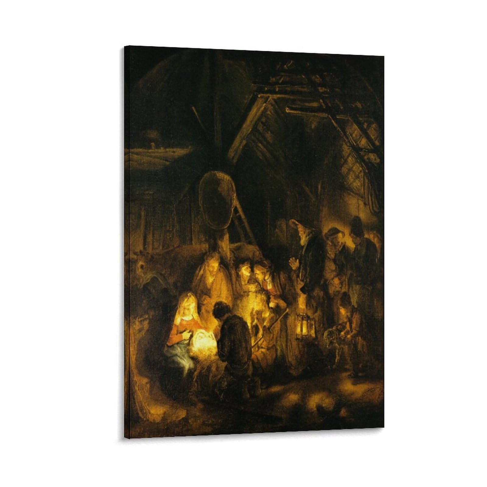 Amazon.co.jp: 画家レンブラント名画羊飼いの礼拝ポスター キャンバス