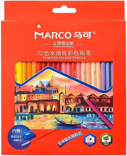 Lápiz de color soluble en agua de 72 colores, lápiz de dibujo profesional de caja roja