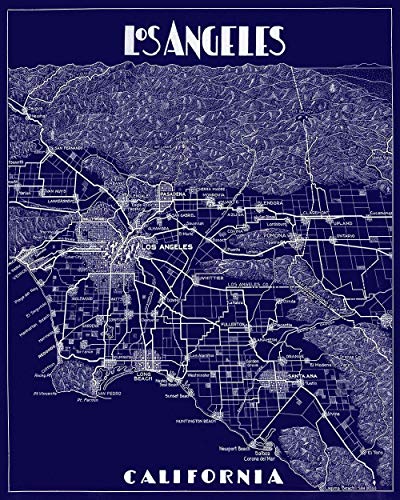 Vintage Los Angeles Map Print | City Print | La City Map And Neighborhood Print Unframed 8 X 10, 11 X 14, 16 X 20, 24 X 30 #TOP1