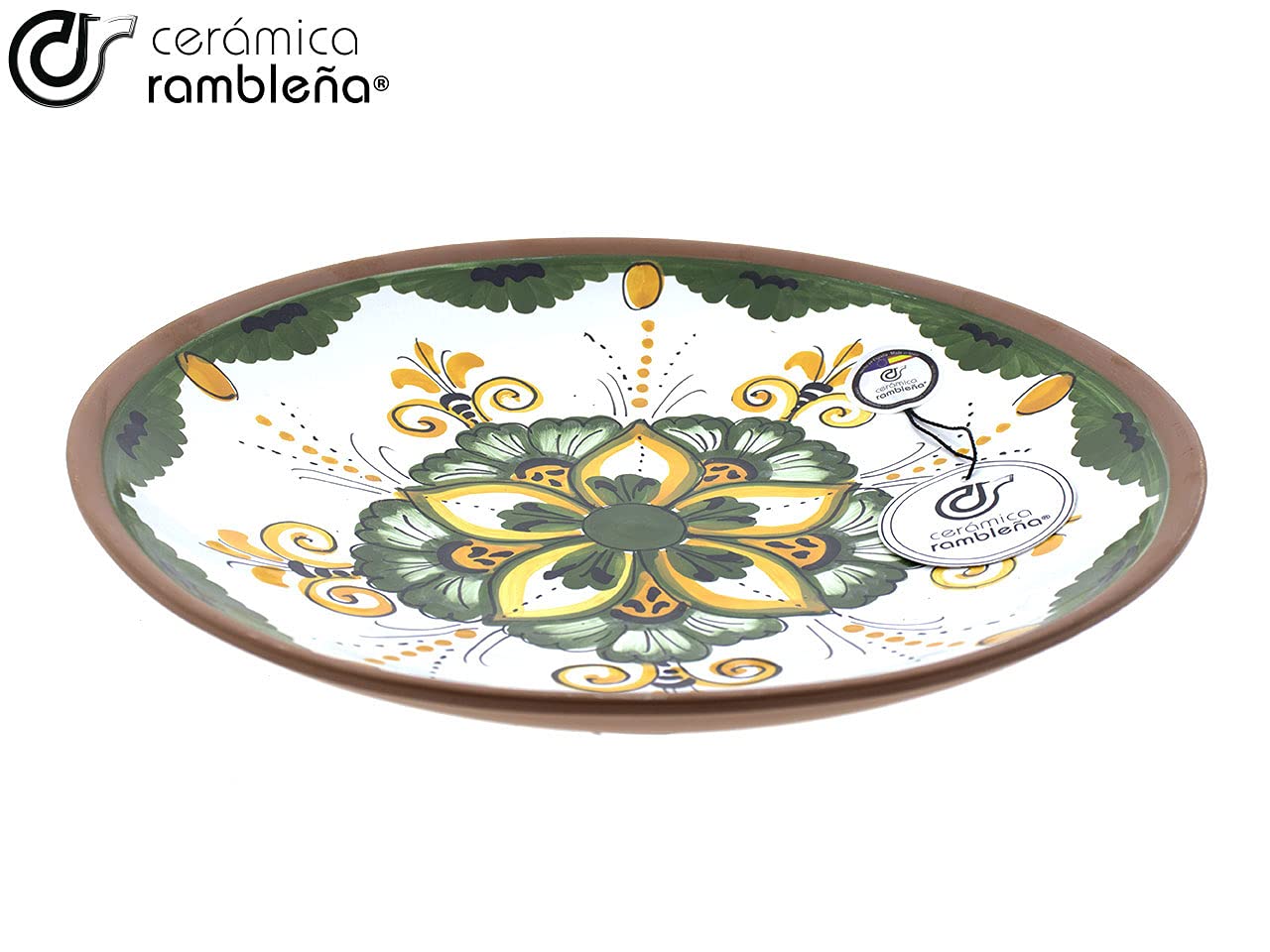 CERÁMICA RAMBLEÑA | Casseruola Ceramica | Casseruola di Argilla Refrattaria Terracotta | Casseruola a Fuoco Diretto e per Forno | Fatto in Spagna | 36.5x34.5x6.5 cm