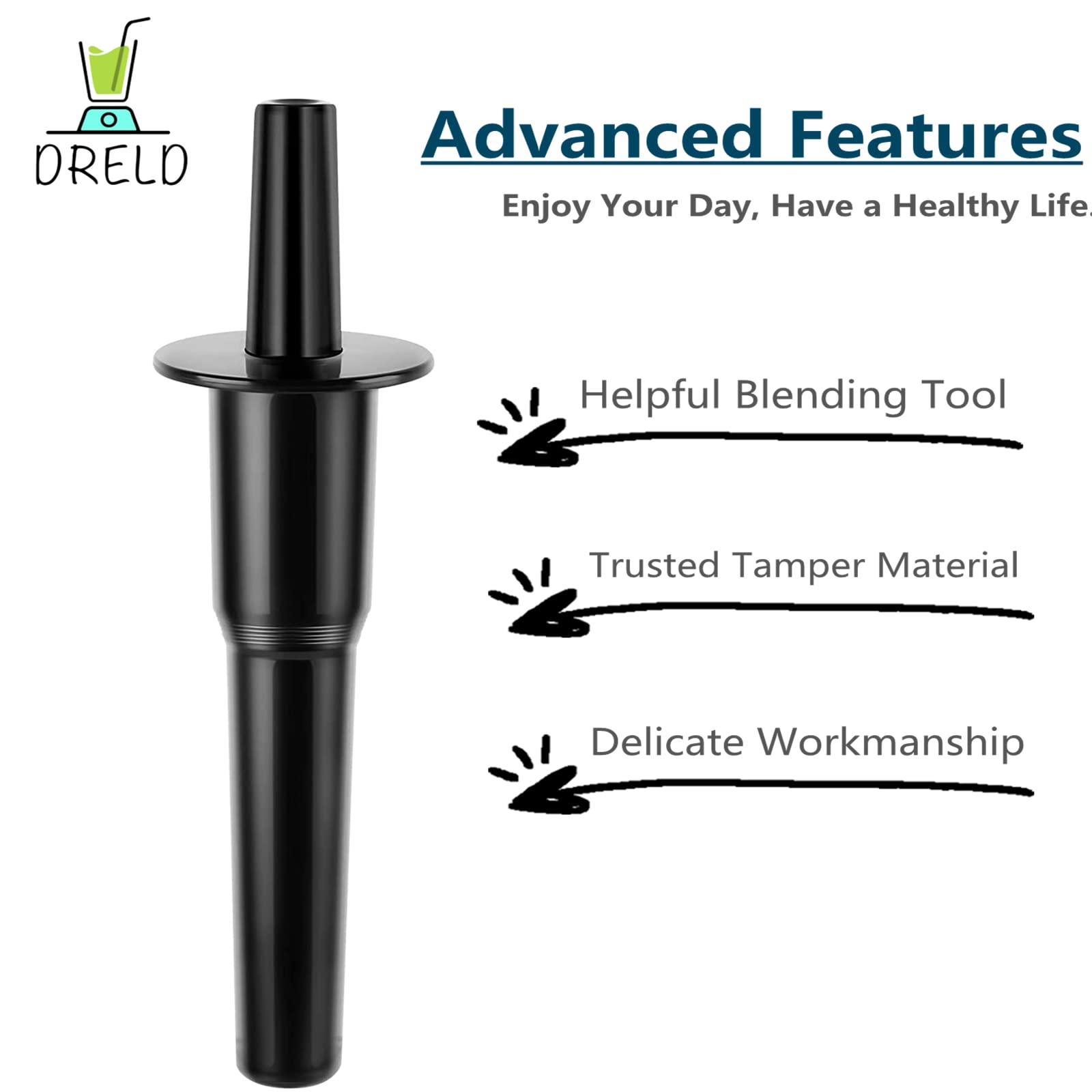 Dreld Mixer Tamper Tool Ersatz für Vitamix Classic 64-Unzen-Behälter Mischkolben-Zubehör Beschleuniger Importiertes Werkzeug Kompatibel mit Vitamix Standard 64 oz. Mischer