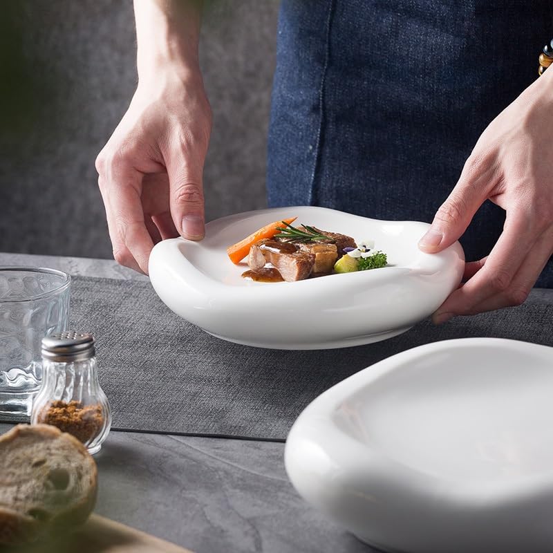 Talerz obiadowy talerze kreatywne zachodnie hotel ceramiczne naczynie restauracja specjalny kształt biała chmura artystyczna koncepcja deser ciasto czysta zastawa stołowa talerz obiadowy do układania