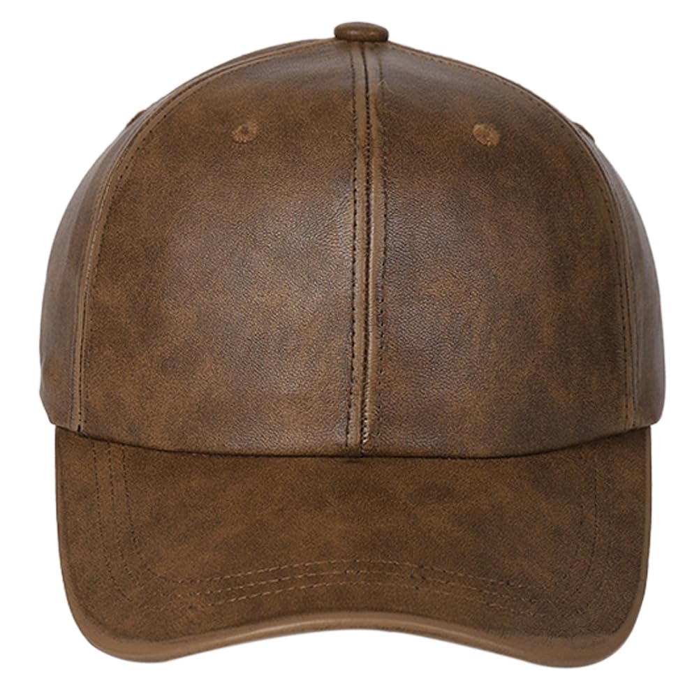 HeiDmaiClassic Vintage Washed PU Leather Baseball Cap Hat for Men Women Adjustable Trucker Hat