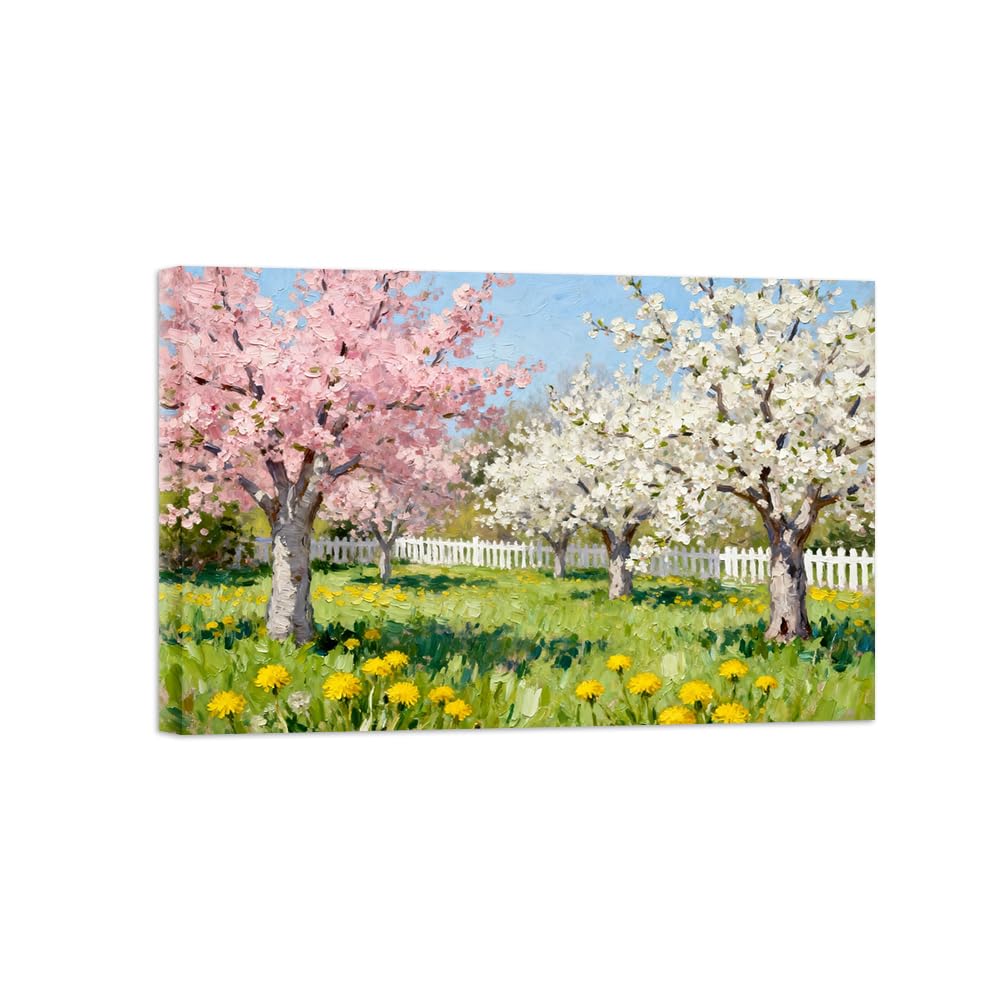 Ozpwbvy Wrapped Canvas Garden Tree Landscape Canvas Wall Art Picture 80X120cm Framed