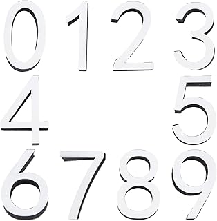 CREATCABIN 10pcs Mailbox Numbers 0-9 Door Address Number Stickers Self Adhesive House Numbers Acrylic for House Apartment Office Hotel Room Mailbox Door Signs Outside(Silver)