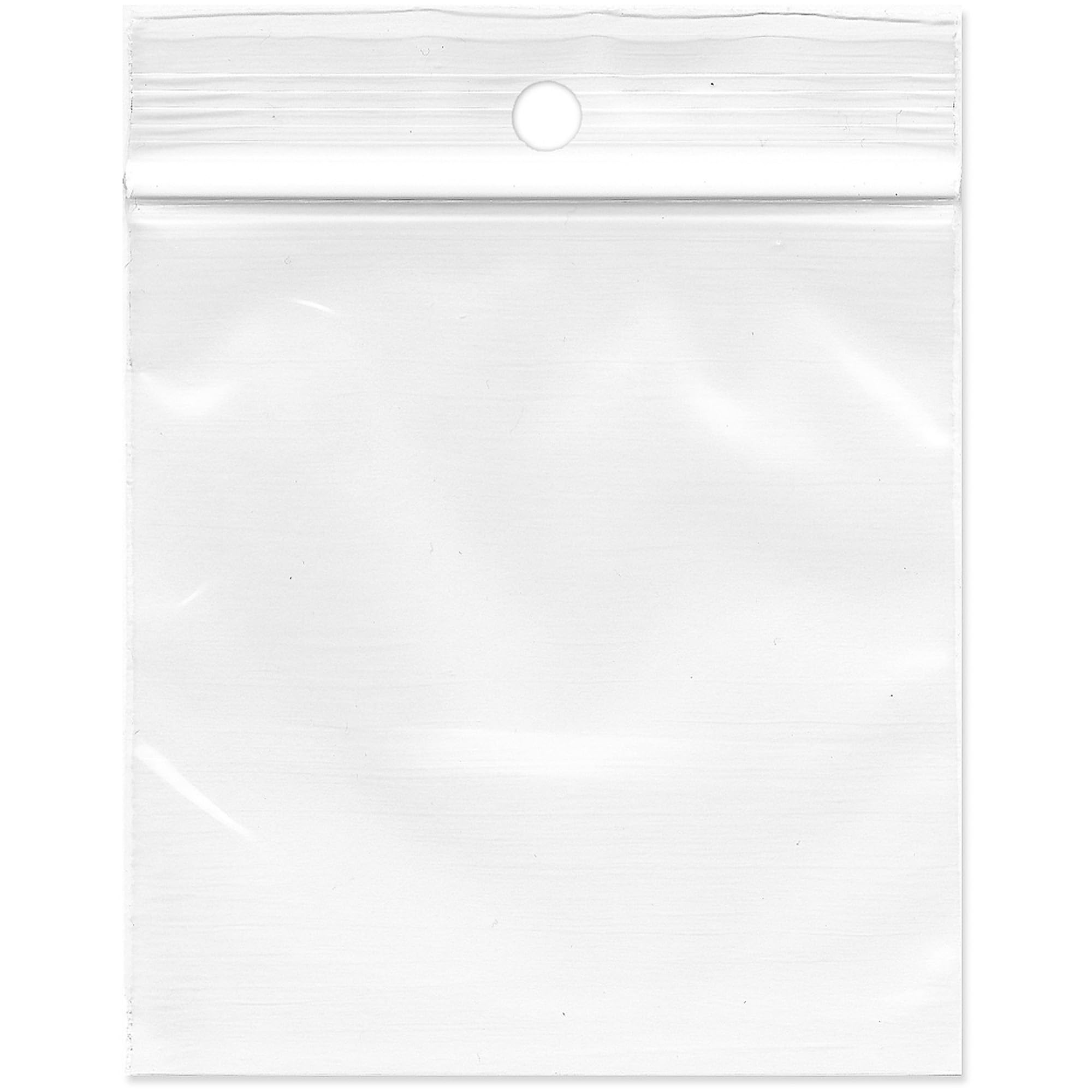 Plymor 3" x 3" (Pack of 500), 2 Mil with Hang-Hole Zipper Reclosable Plastic Bags