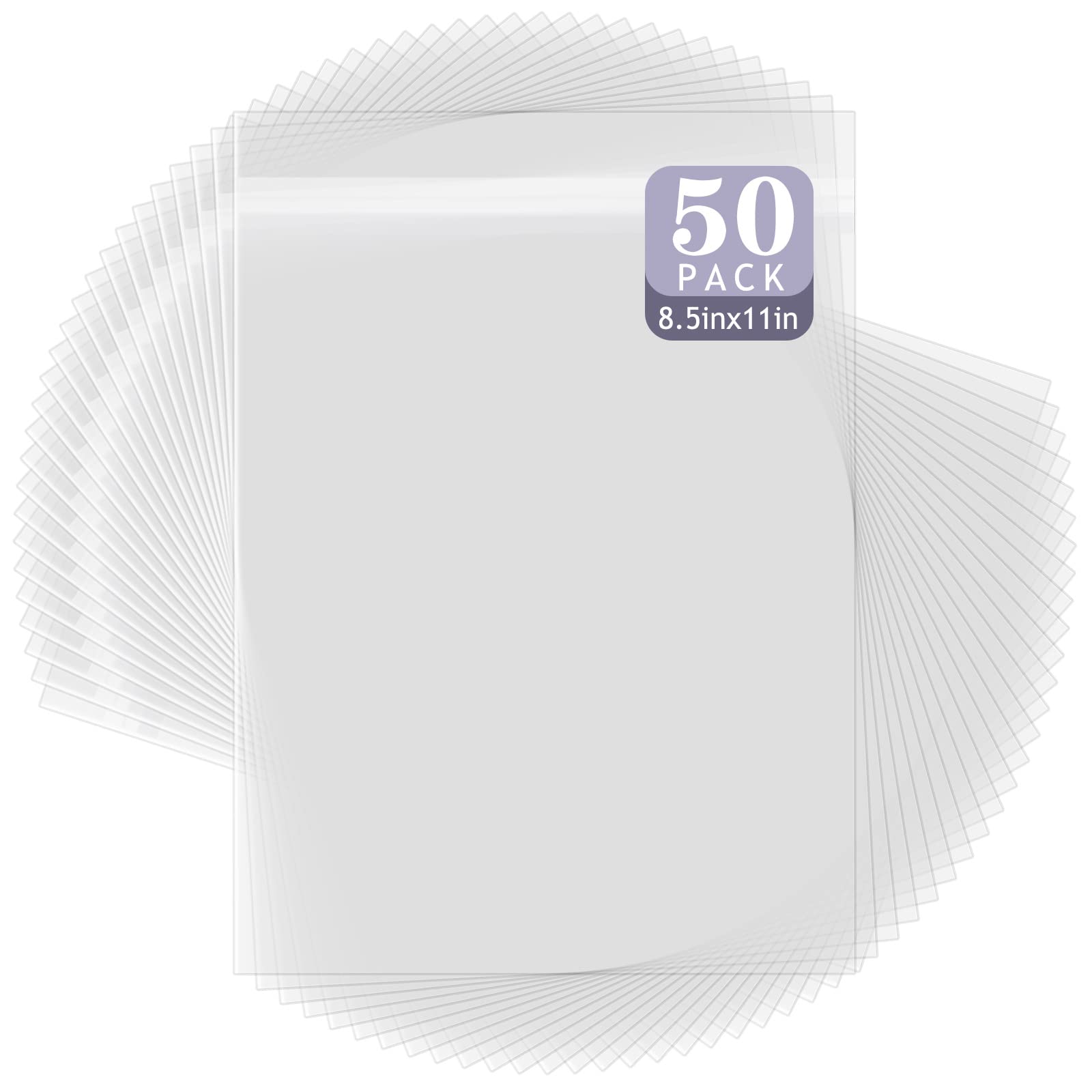 Golden State Art, 50 Pack Clear Bags for 8.5x11 Mats, Pictures, Acid-Free, 9" x 11 3/7"