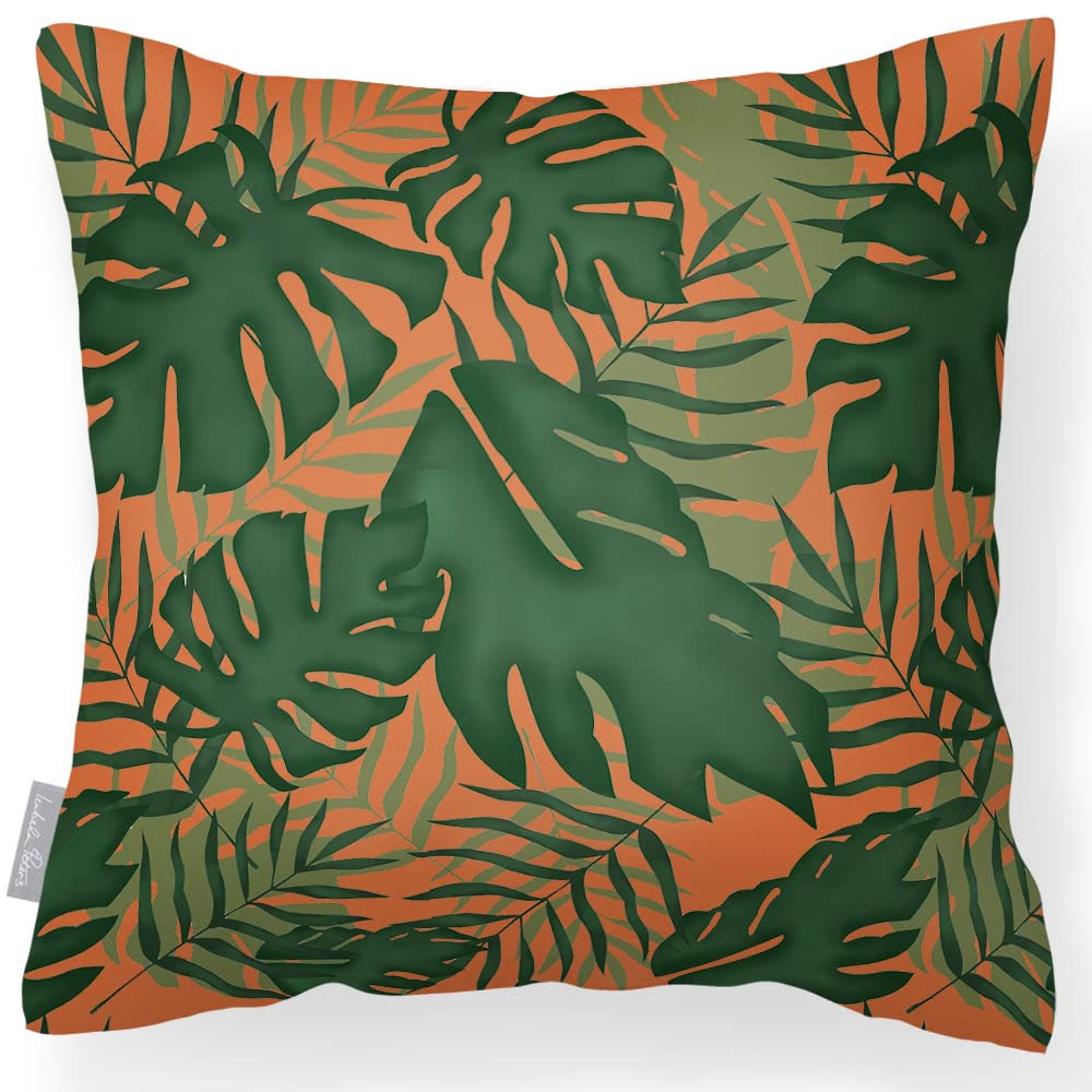 Izabela Peters Palm - Burnt Orange Outdoor Cushions Waterproof, 43 Cm, Filled Outdoor Cushion, Garden Furniture Cushions, Outdoor Seat Cushions, Garden Chair Cushions