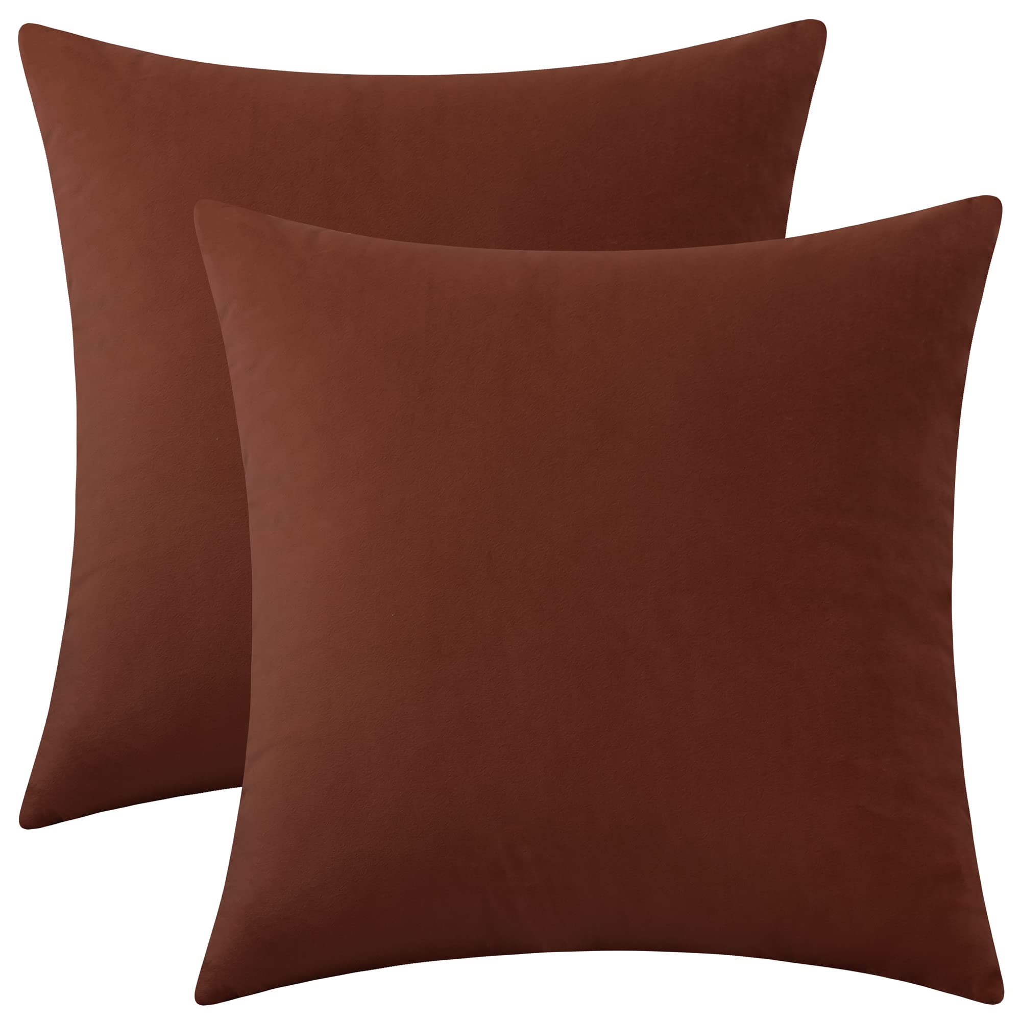 Rythome Set of 2 Rust-Tone Velvet Throw Pillow Covers for Couch and Bed - 18"x18", Clay