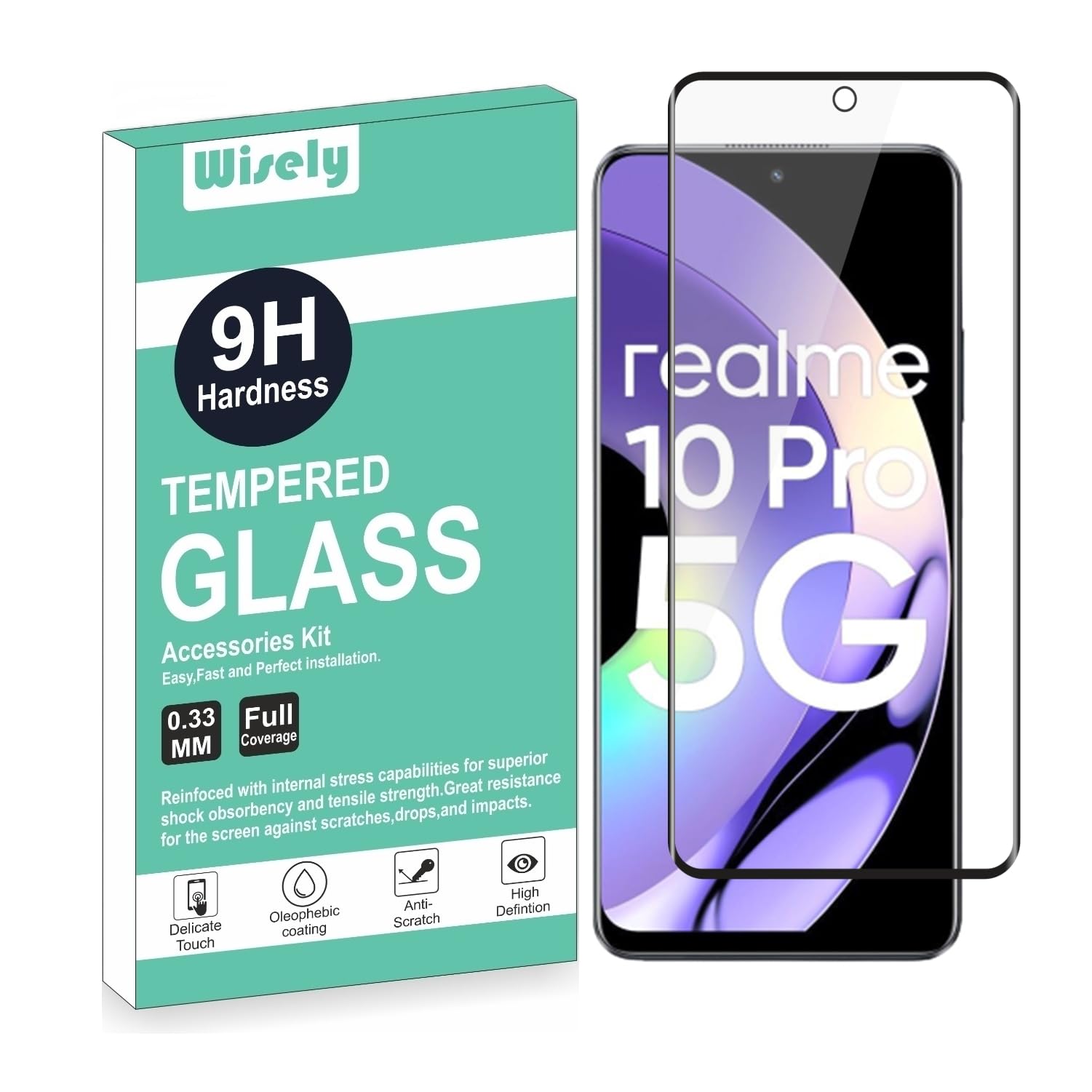 Wisely Edge To Edge Tempered Glass For Realme 10 Pro 5G / Realme C55 |6.72 Inch| Screen Protector With Easy Installation Kit (B0CKGBCKP3) Amazon Price History, Amazon Price Tracker